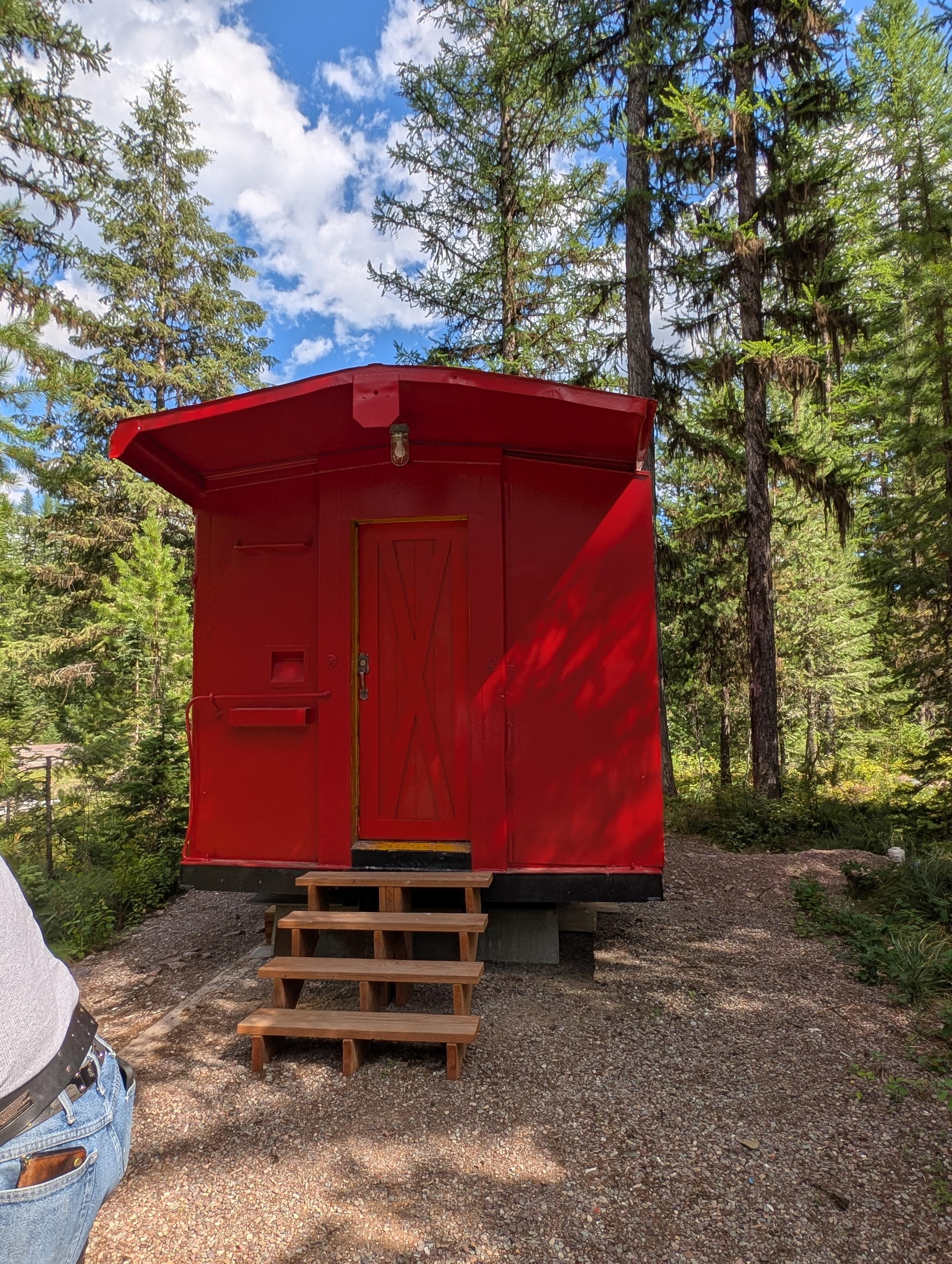 The entrance of the caboose 