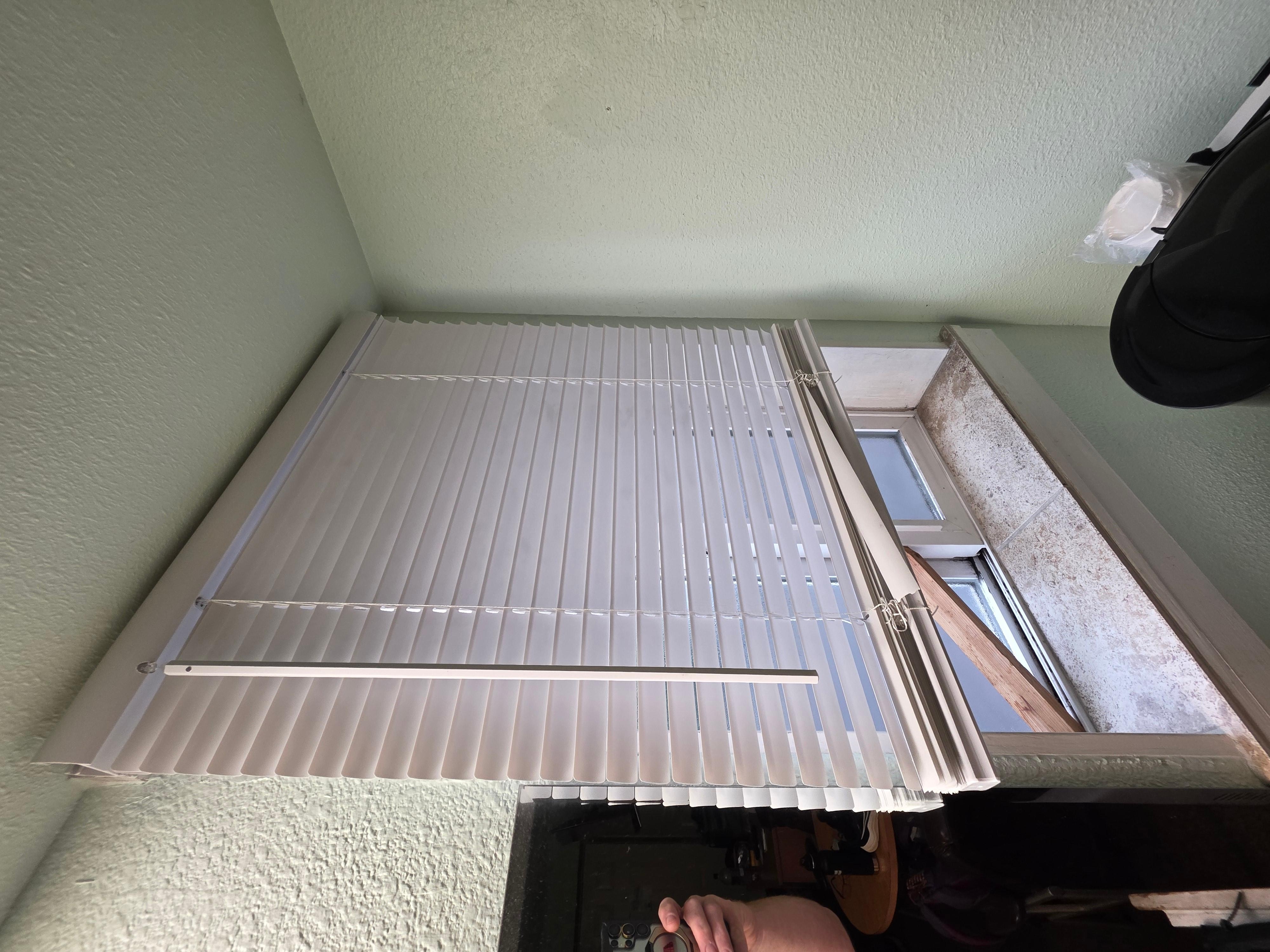 Not very good for the bright lights next door. A broken light filtering blind and no light blocking one.