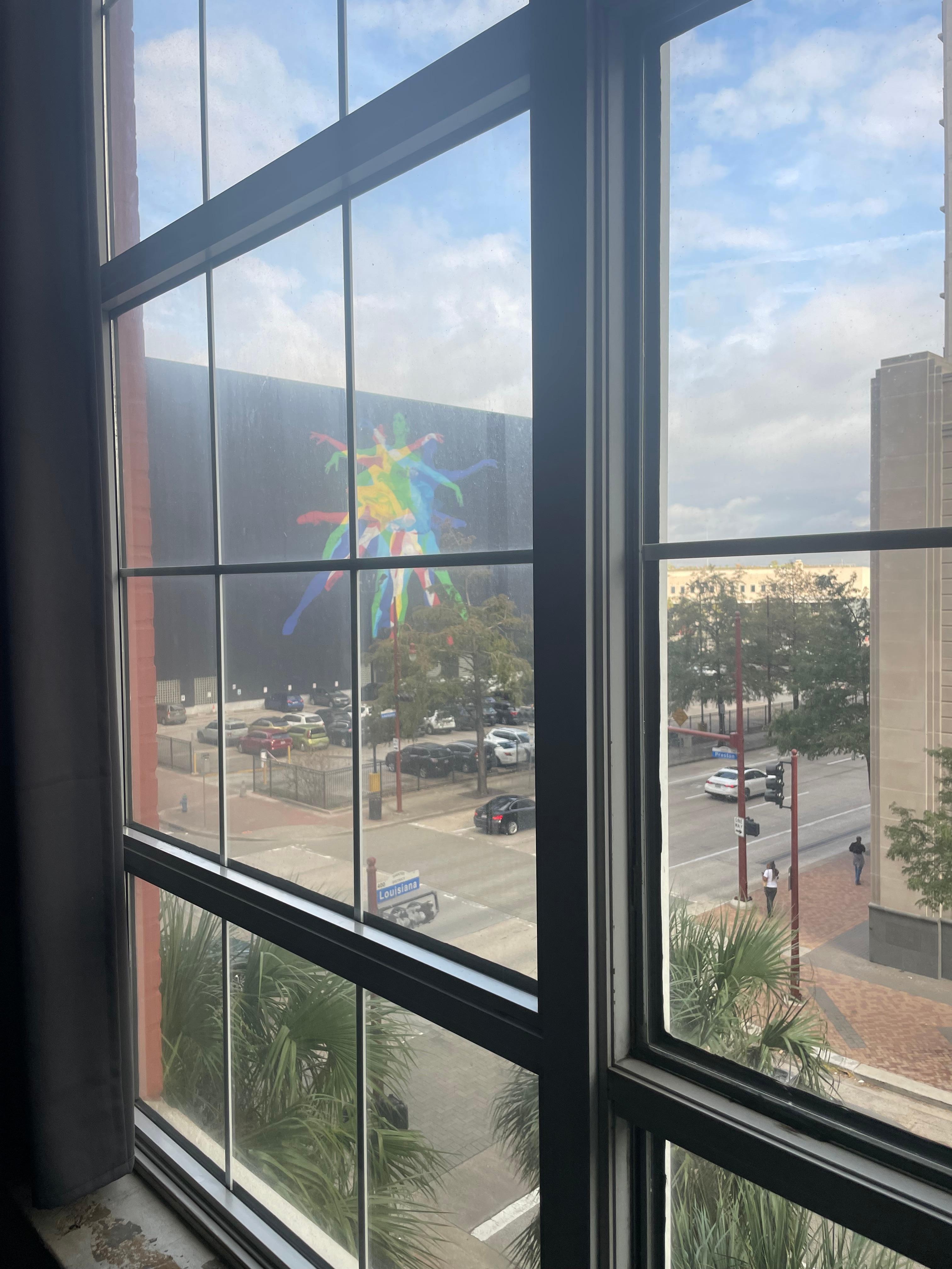 View of the lovely Houston Ballet mural from the living room area 