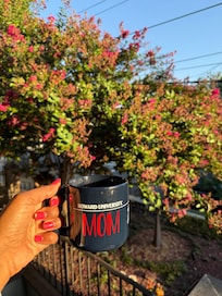 Enjoying coffee on the front porch