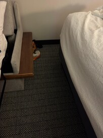 Banged my left shin on this couch trim returning to bed from a late night restroom break because it sticks out into the only pathway back to the bed & was not visible. The throbbing at the point of impact interrupted my rest the rest of the night.