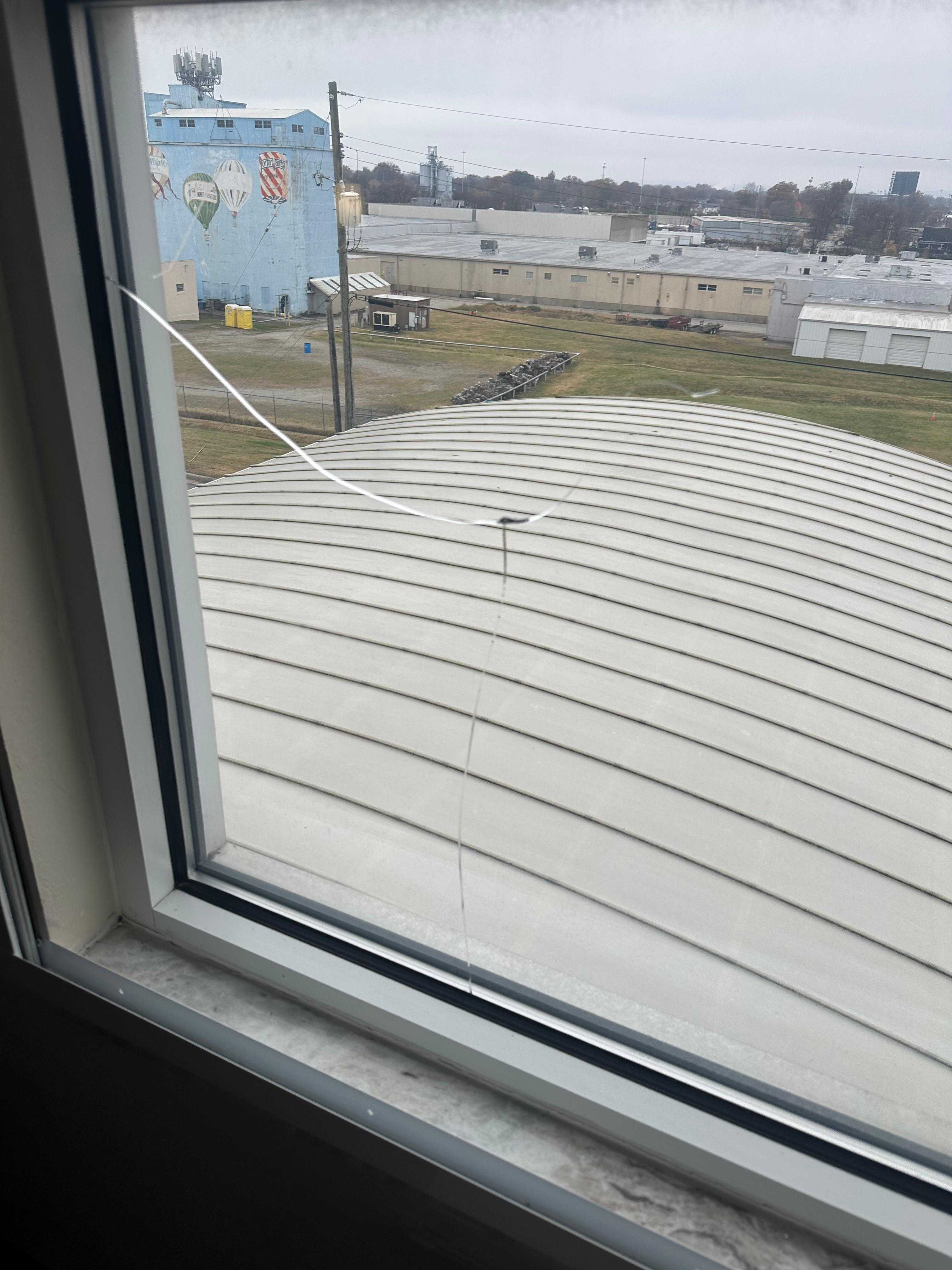 Window in our room was cracked.