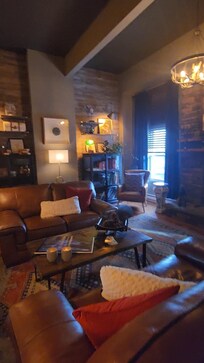 Living room or sitting area with a fireplace