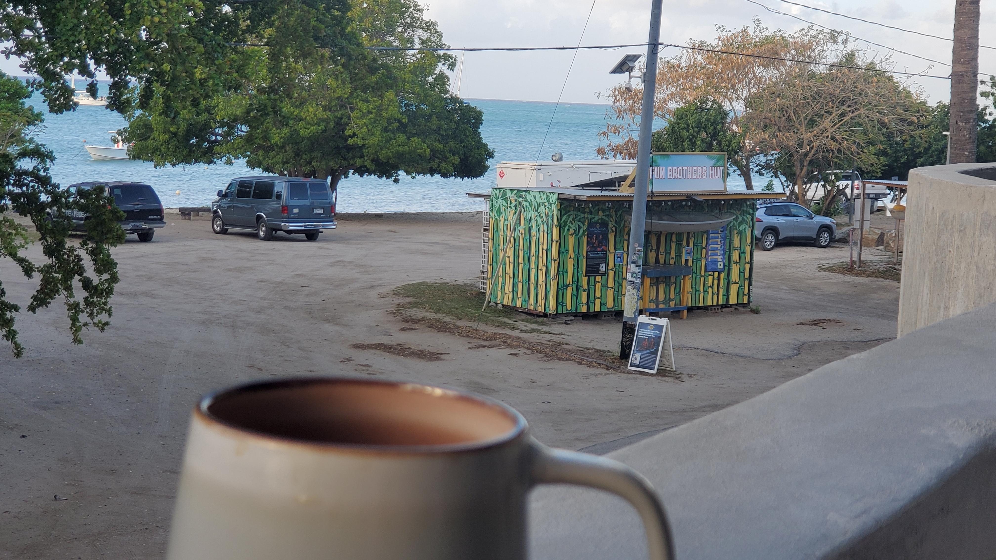 Coffee on my 1st floor balcony