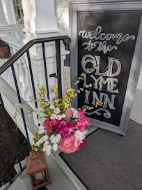 Adorable decor on front porch