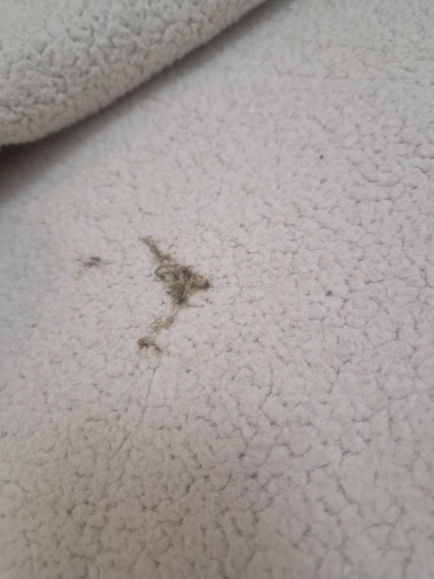 Just one of 4 beds with badly stained linen