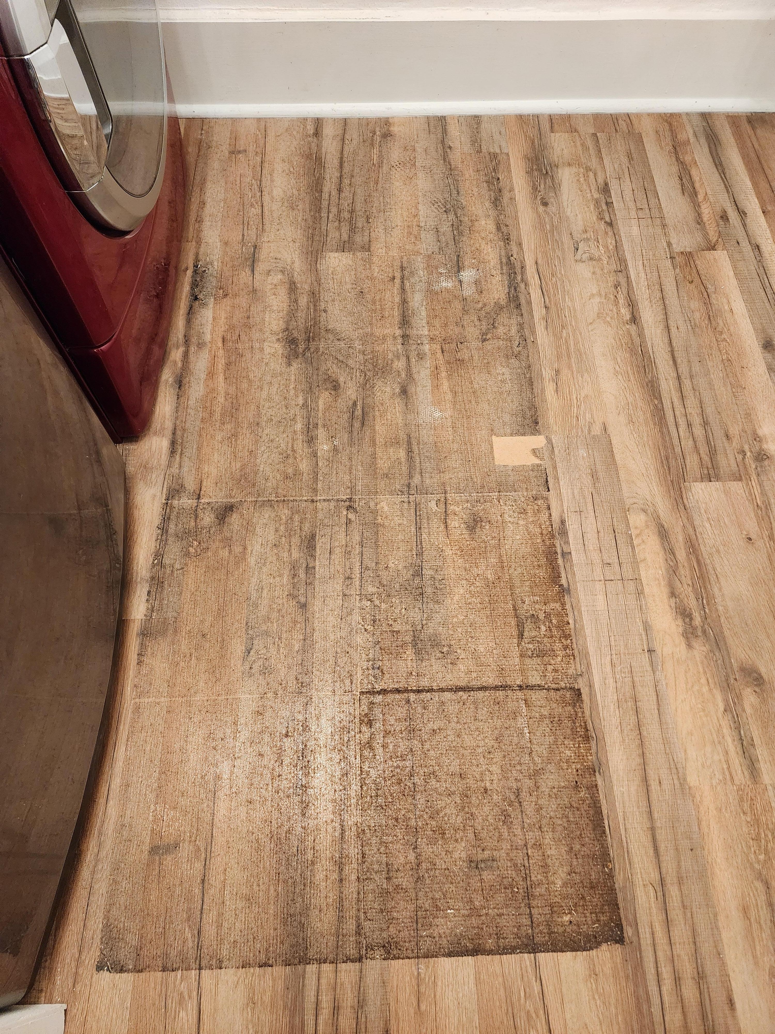 Sticky spot in front of washer and dryer