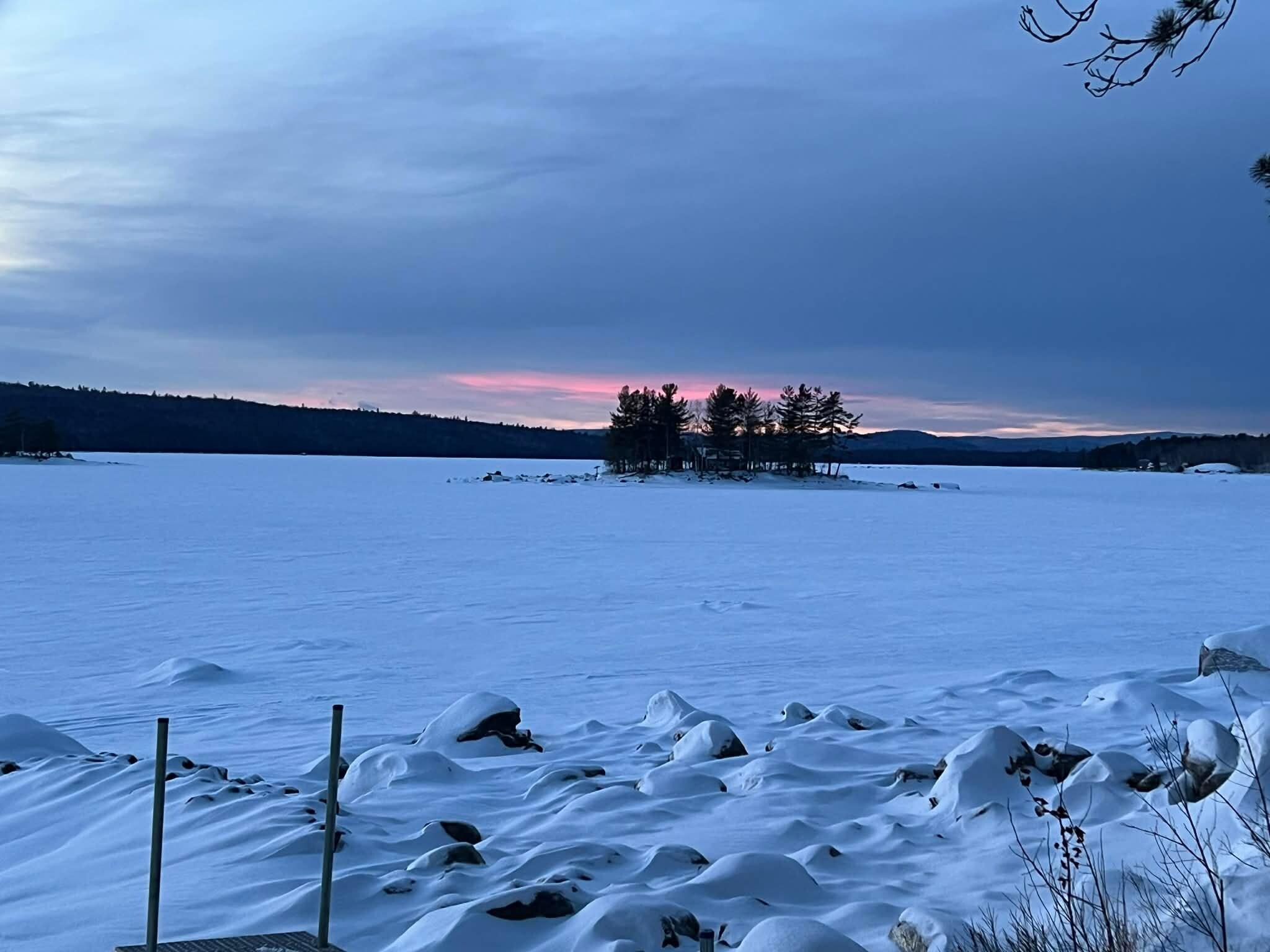 Looking out over the frozen lake