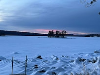 Looking out over the frozen lake