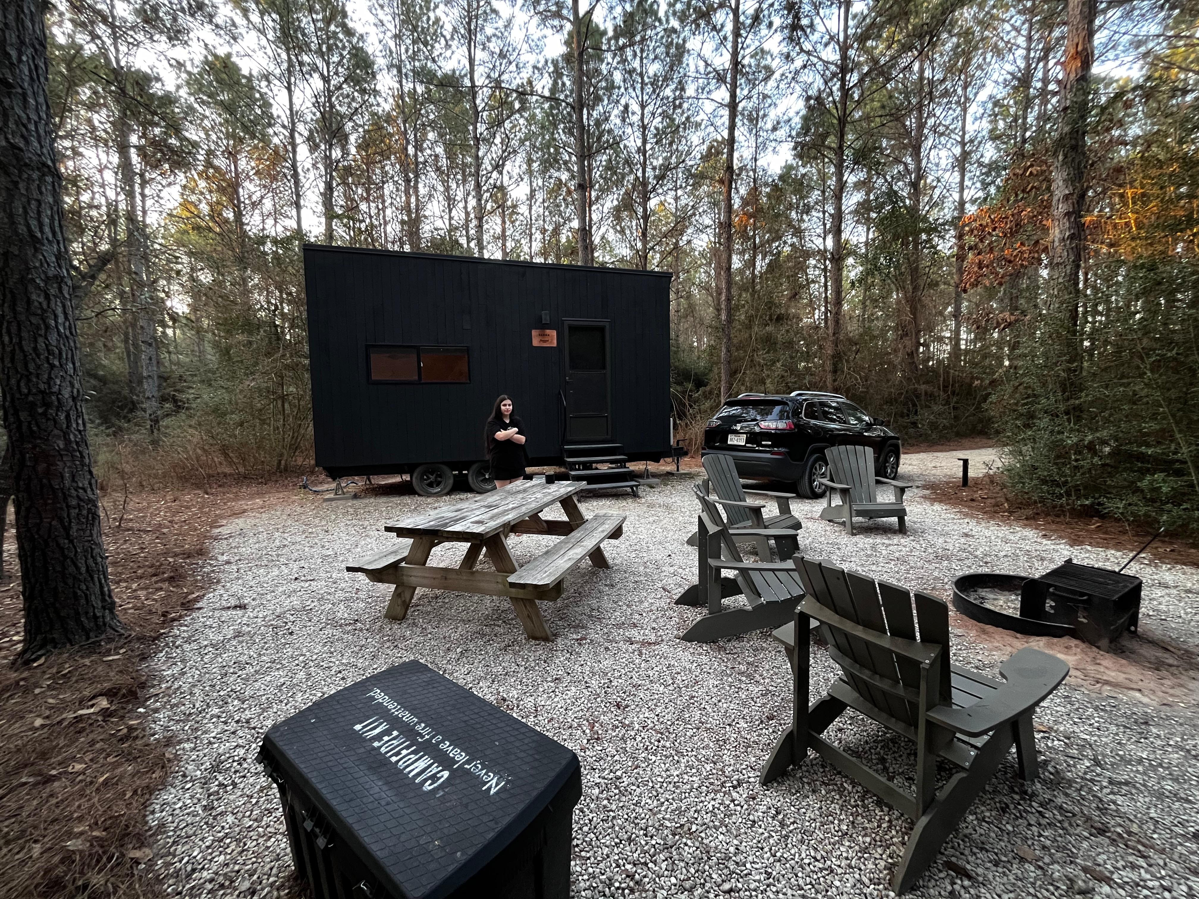 Nestled away with enough room between neighbors. Has wood for roasting smores 💝 