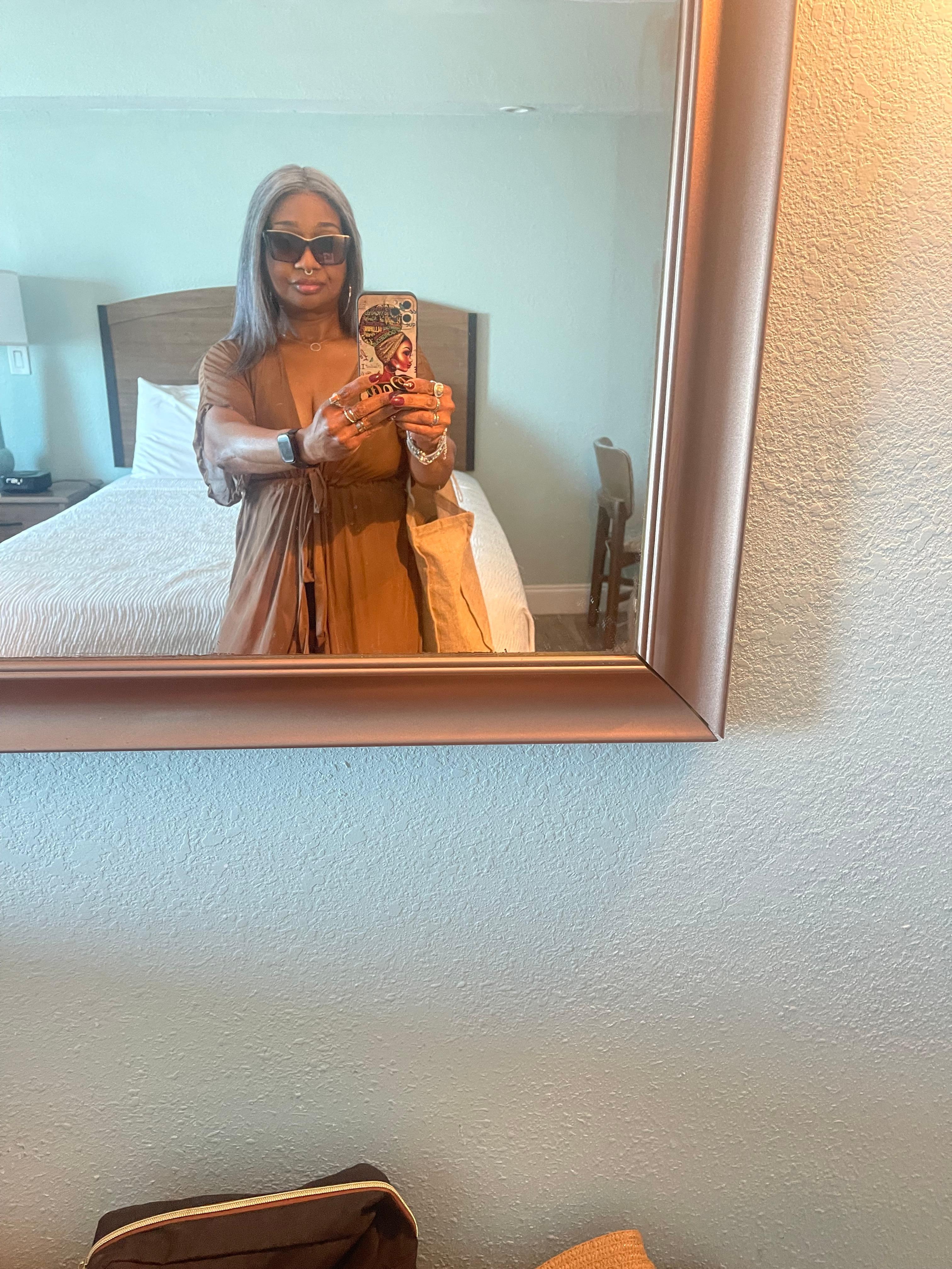 In the room about to go to the beach.