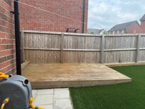 Missing outdoor dining furniture from the back garden.