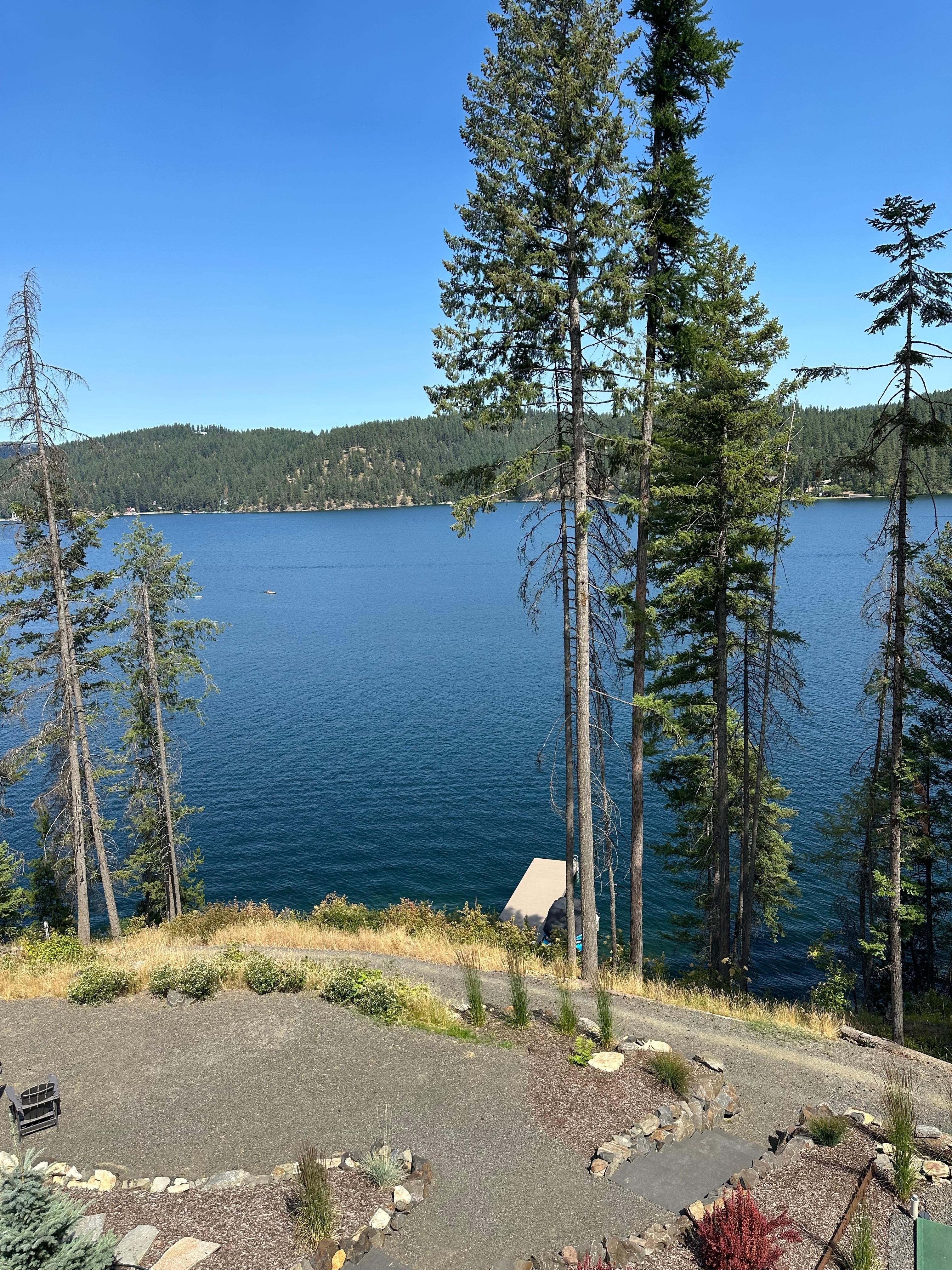 The dock is a bit of a steep walk. This view is from the guest house balcony. 