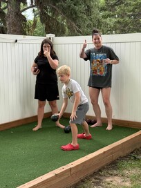 I recommend playing bocce ball in the grass due to the slope of this frame, but it was still very fun.