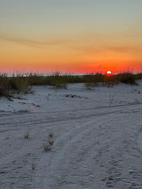 Sunset on the beach on our last night.
