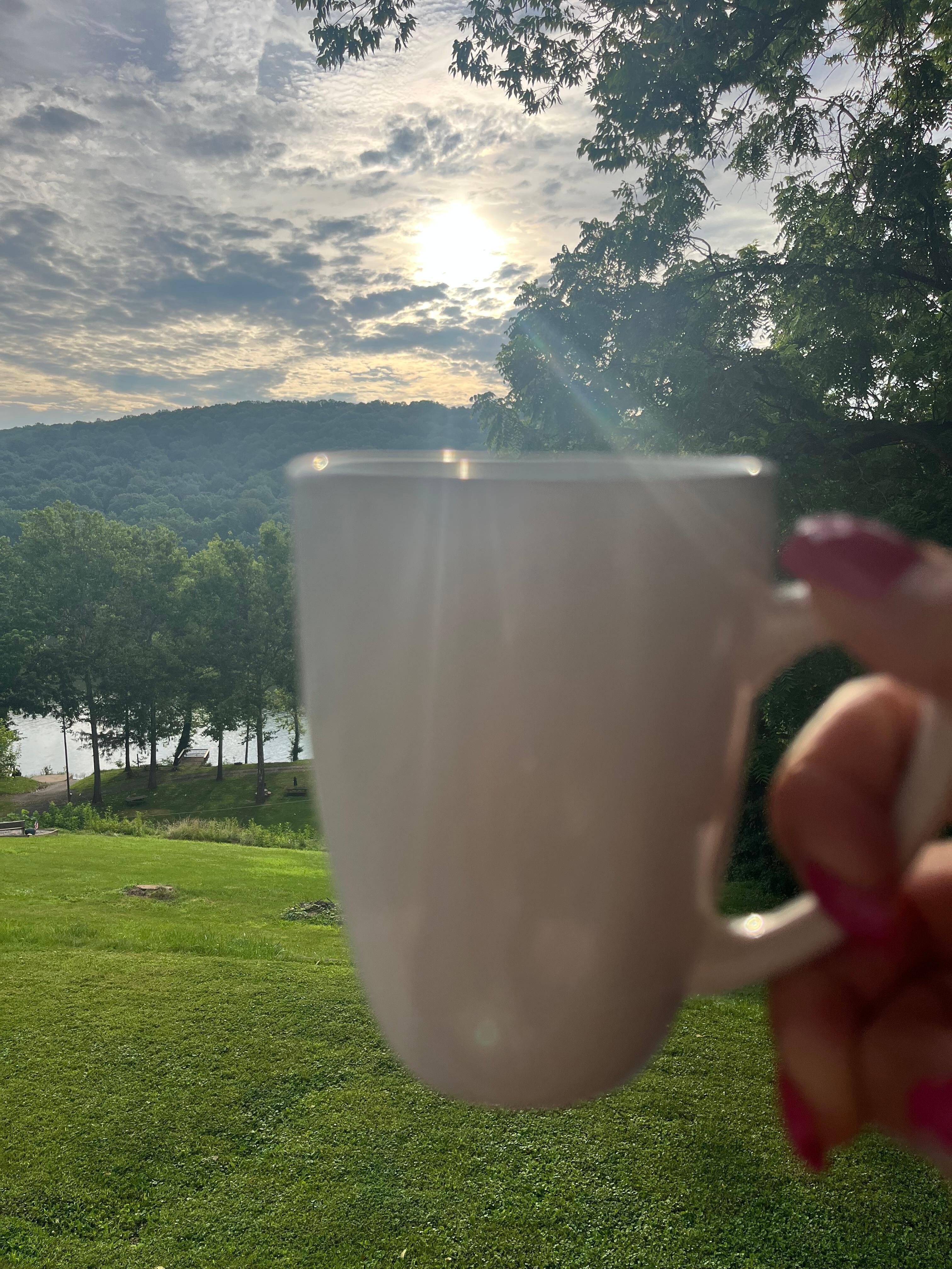 Morning coffee on back deck