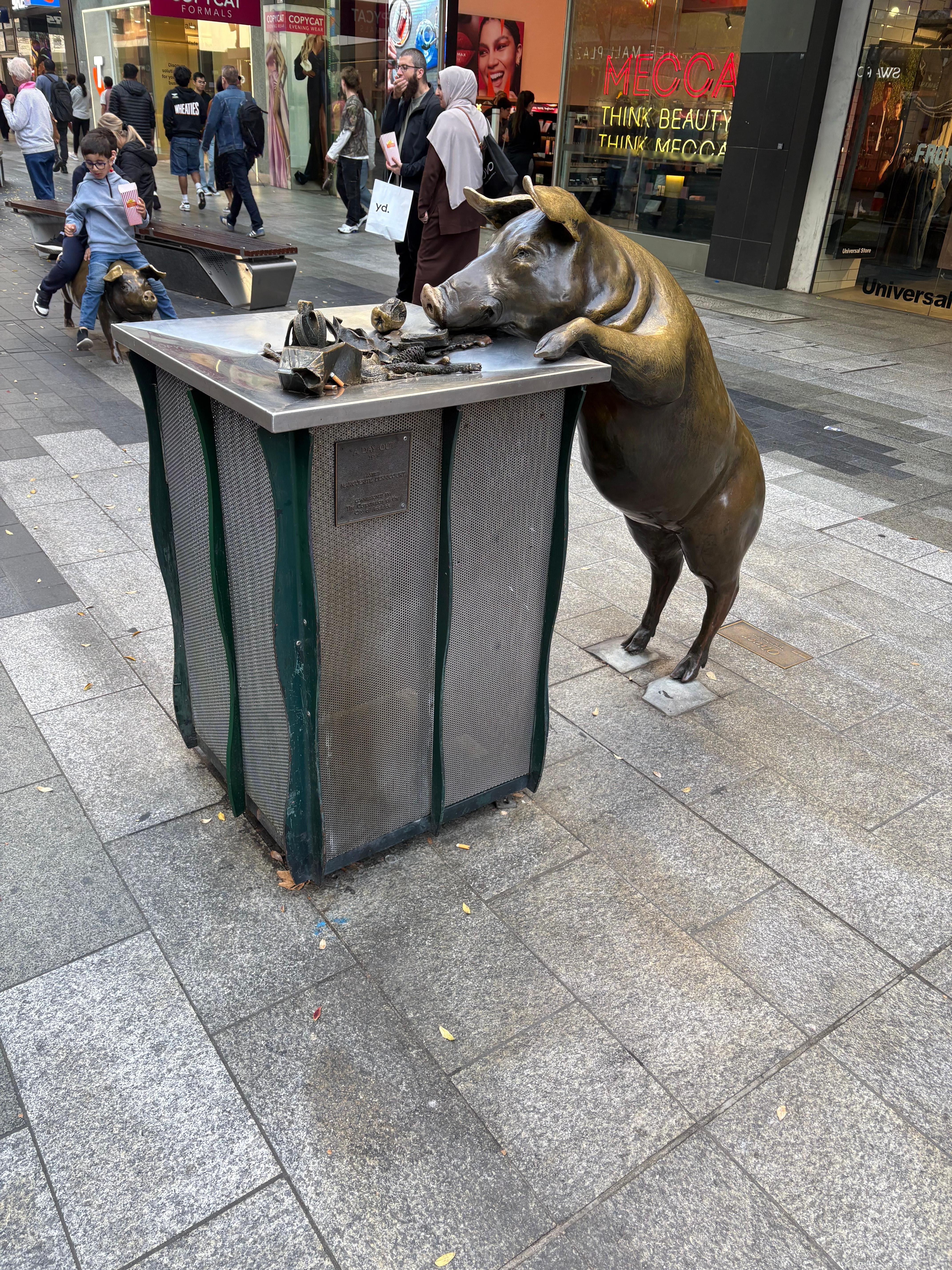 My daughter Kiera checking the bins for any scraps.