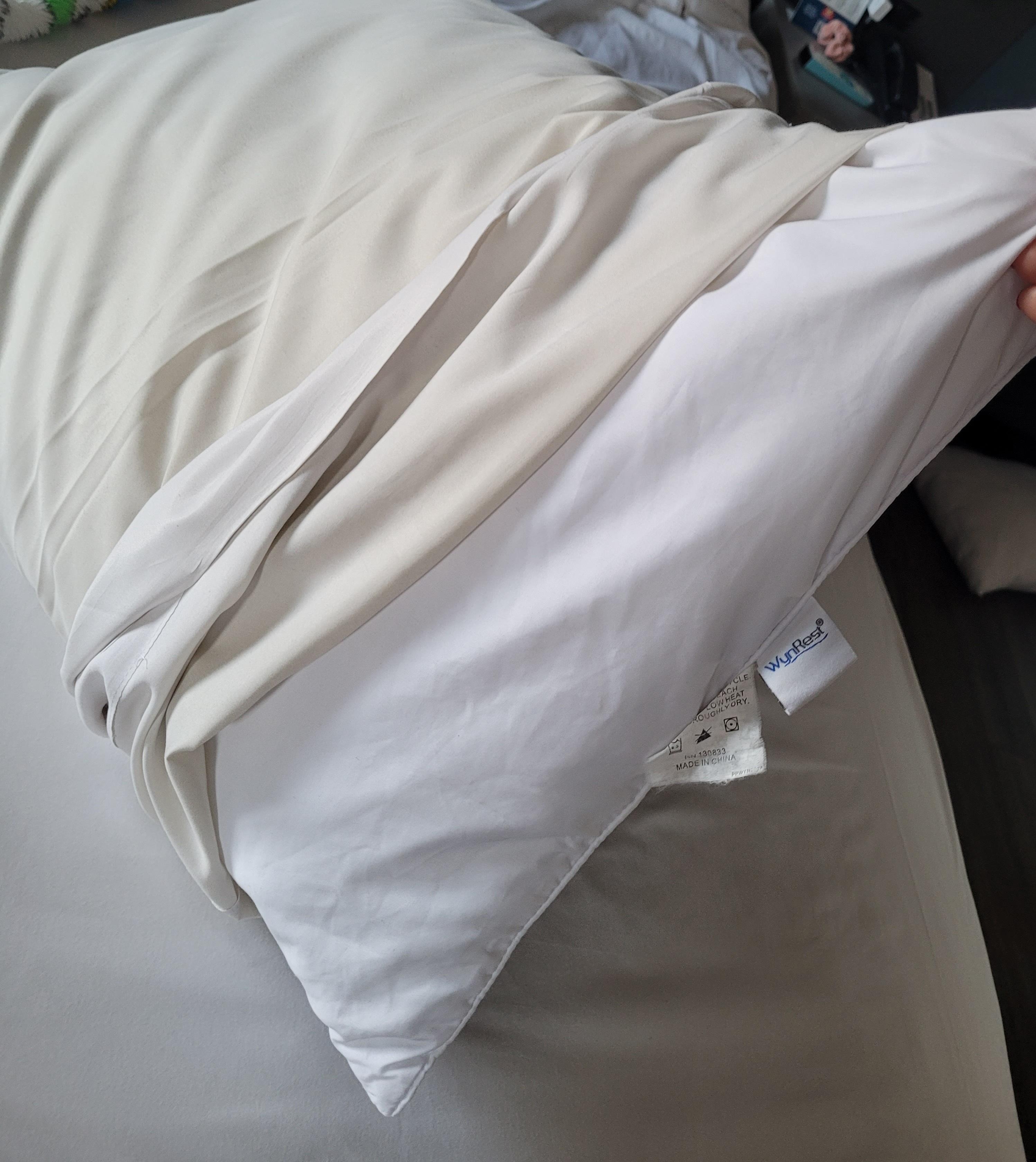 Gross dingy pillow case that was supposed to be white 