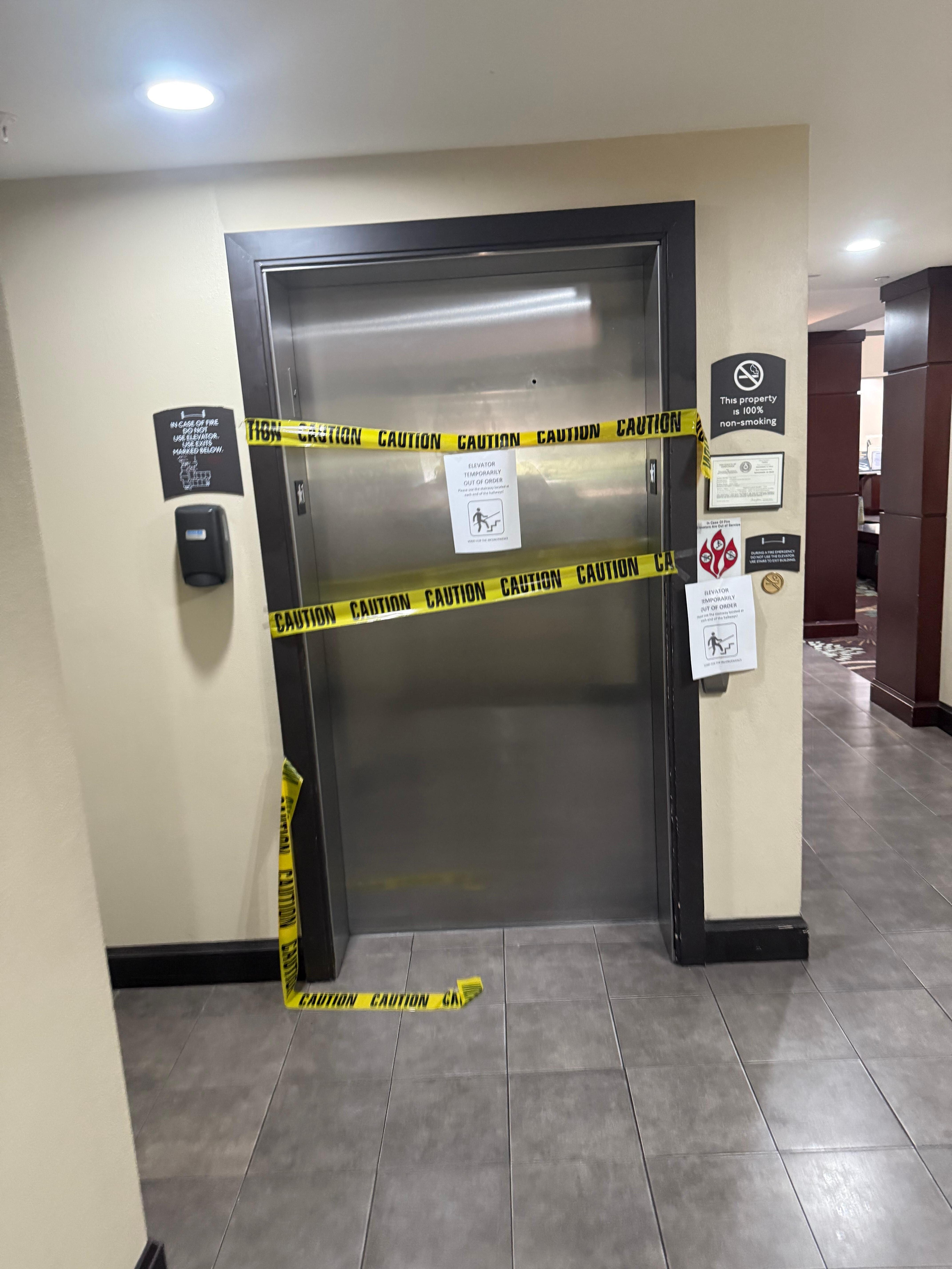 Broken elevator.