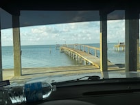View from under carport in the vehicle. Waters right there