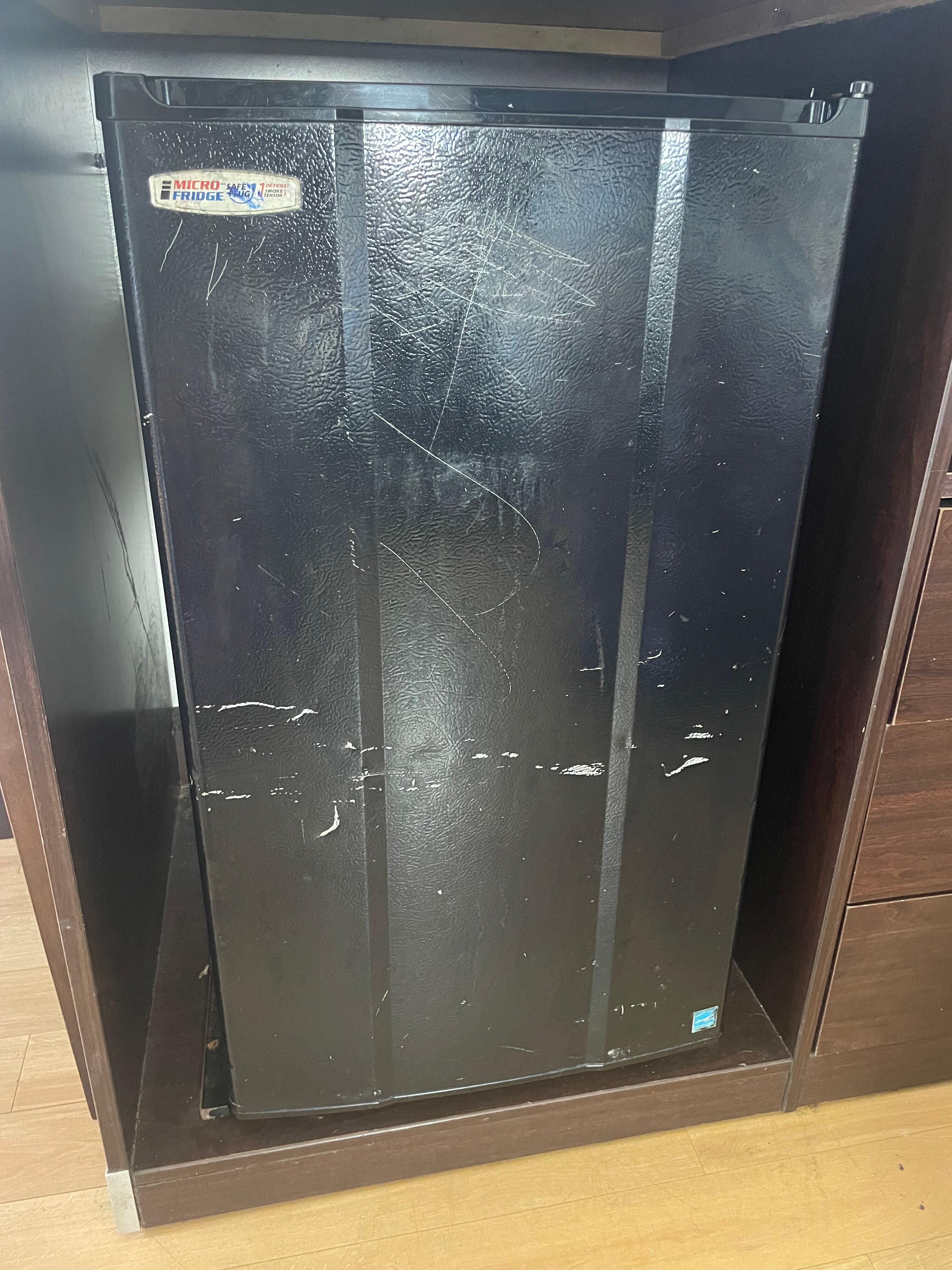 The state of the mini fridge. 