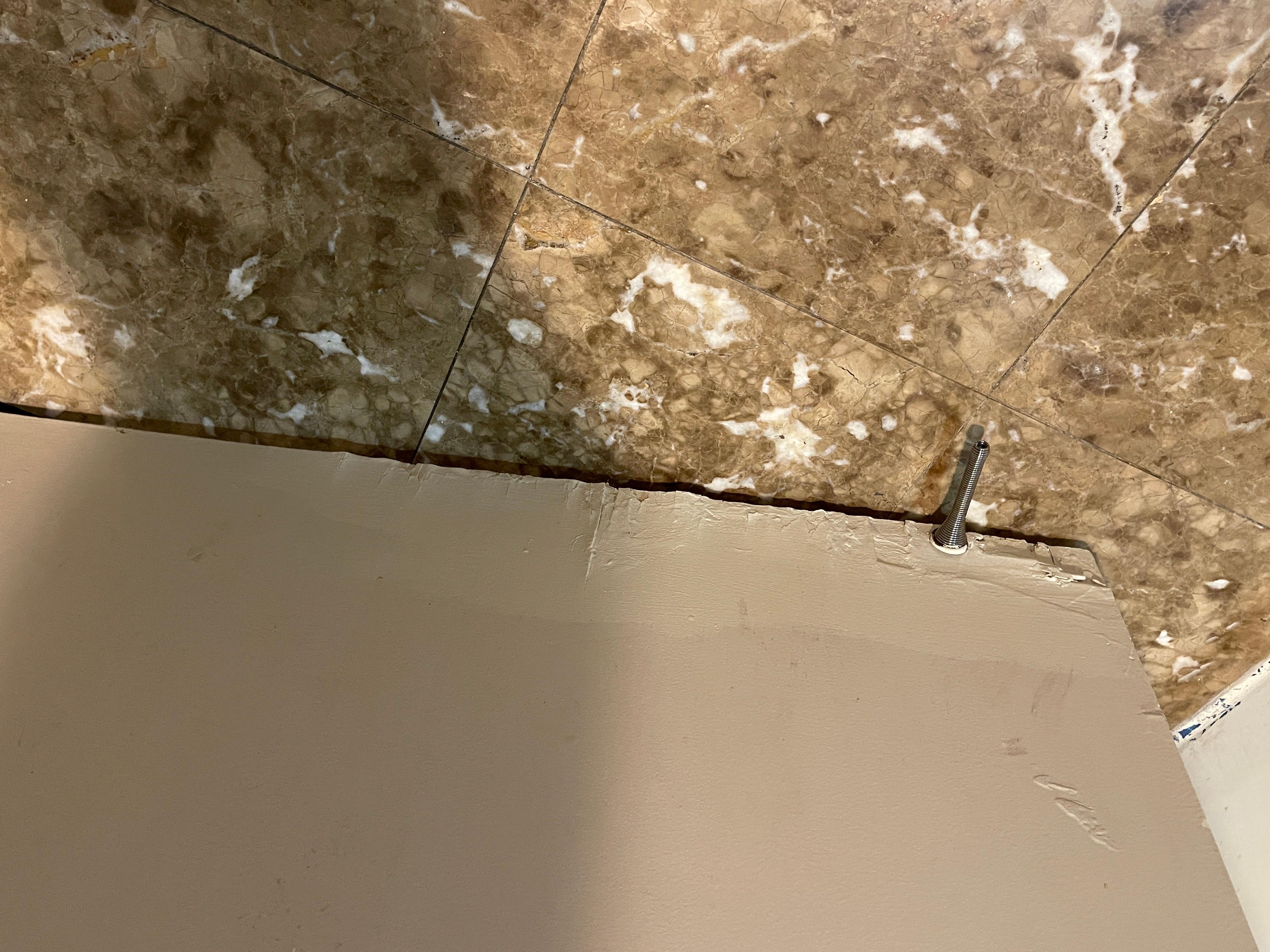 This is the back of the bathroom door that did not close, because it was rotted from shower water hitting it. Instead of replacing the door, they spackled it and painted it brown.