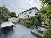 From the patio across the lane