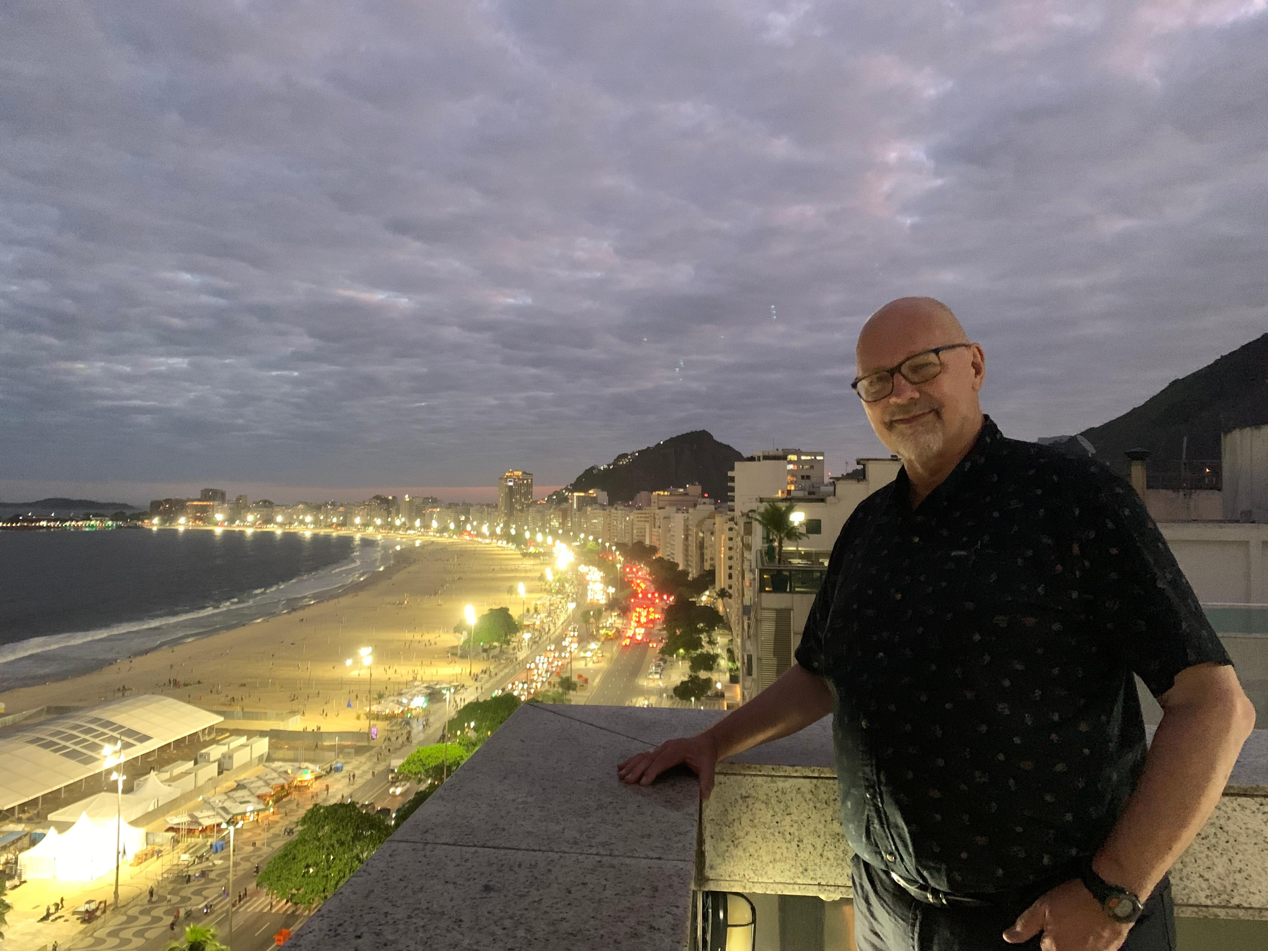 View of the beach from rooftop patio
