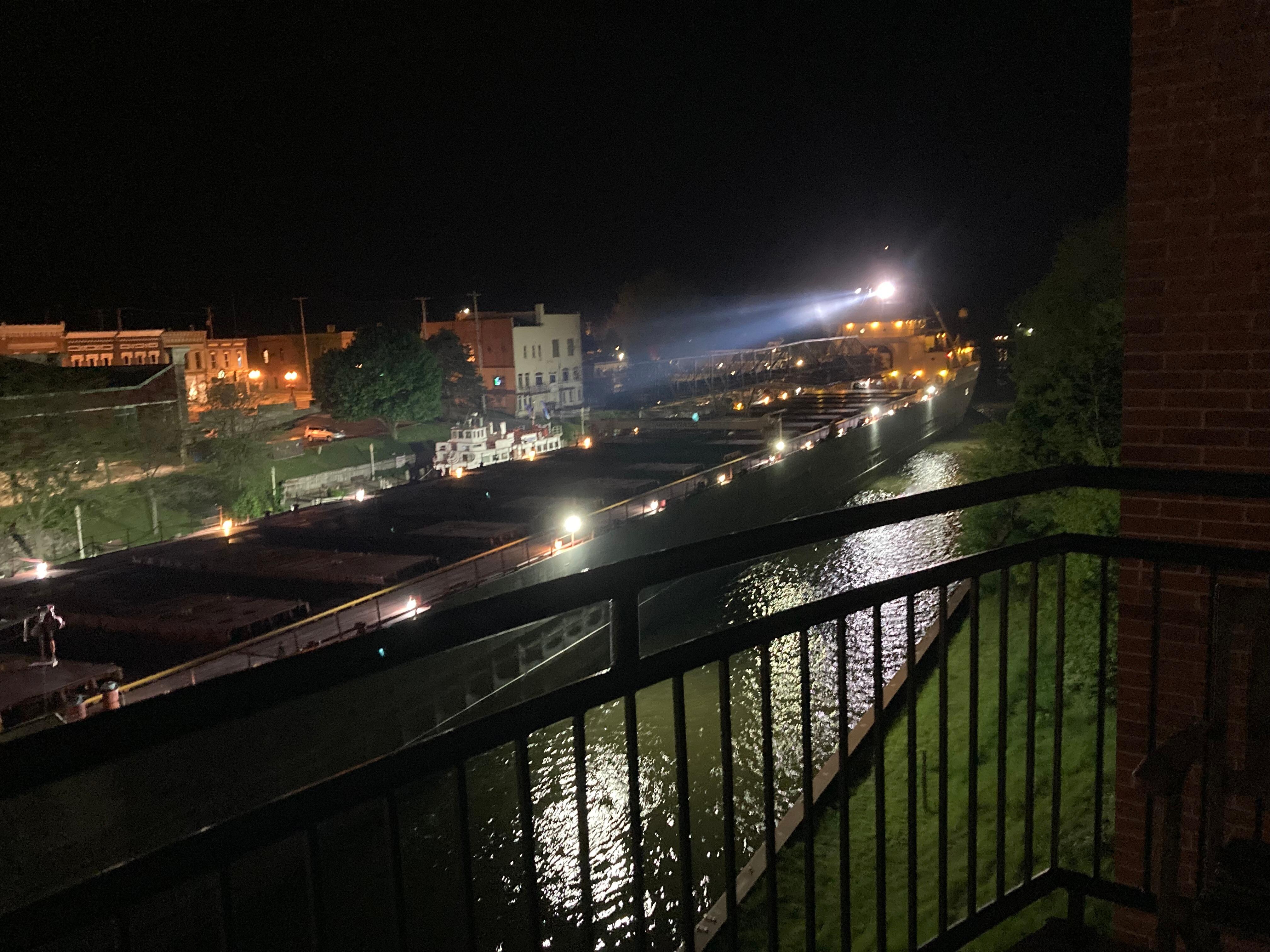 Freighter sighted right off balcony