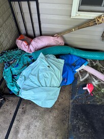 Piles of trash, old tubes, kayak had a hole. No life preservers.
