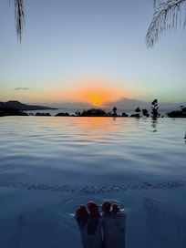 A view sitting in the pool.