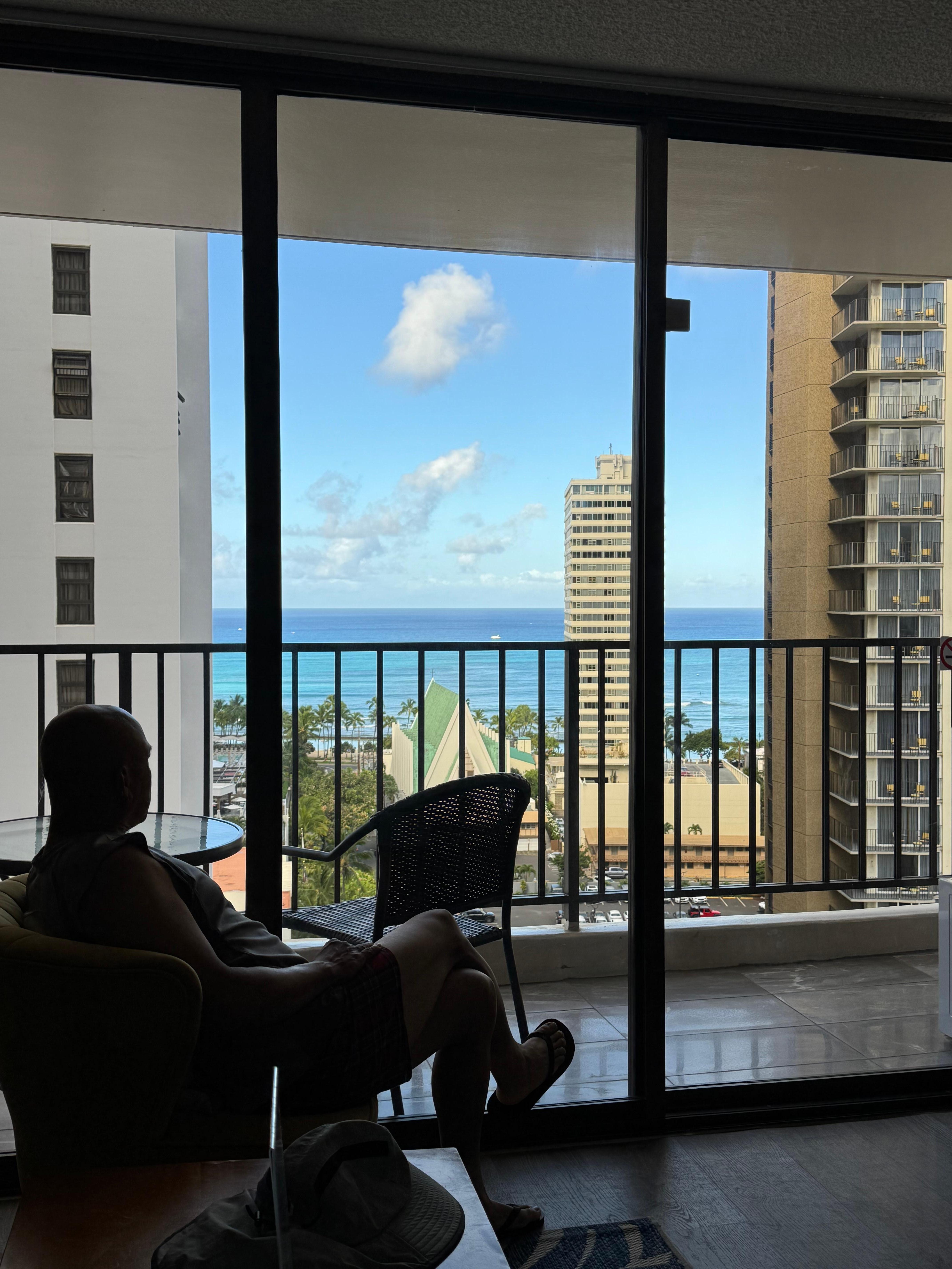 Enjoying the beach view!
