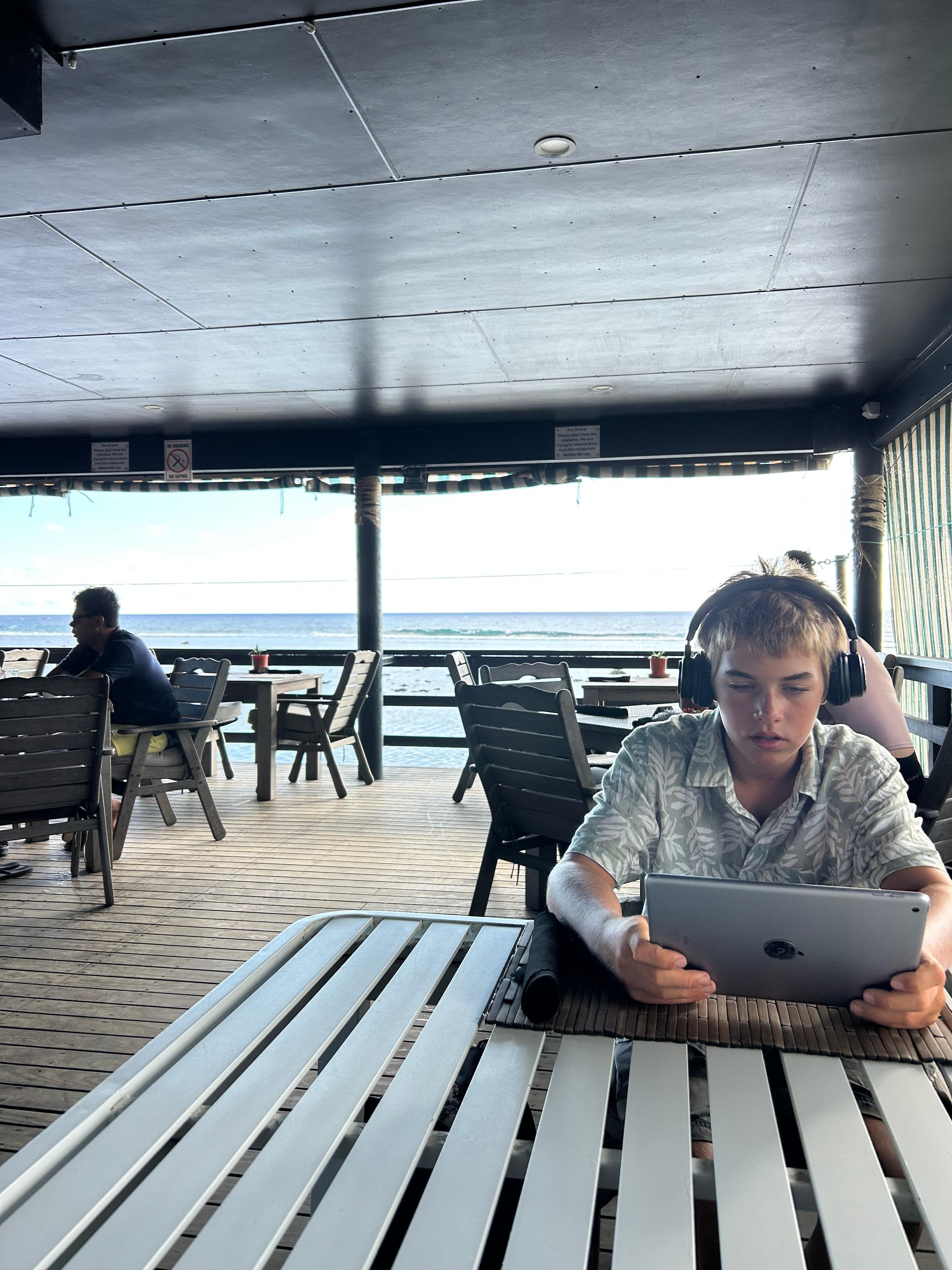Grandson waiting for the rooms to be ready