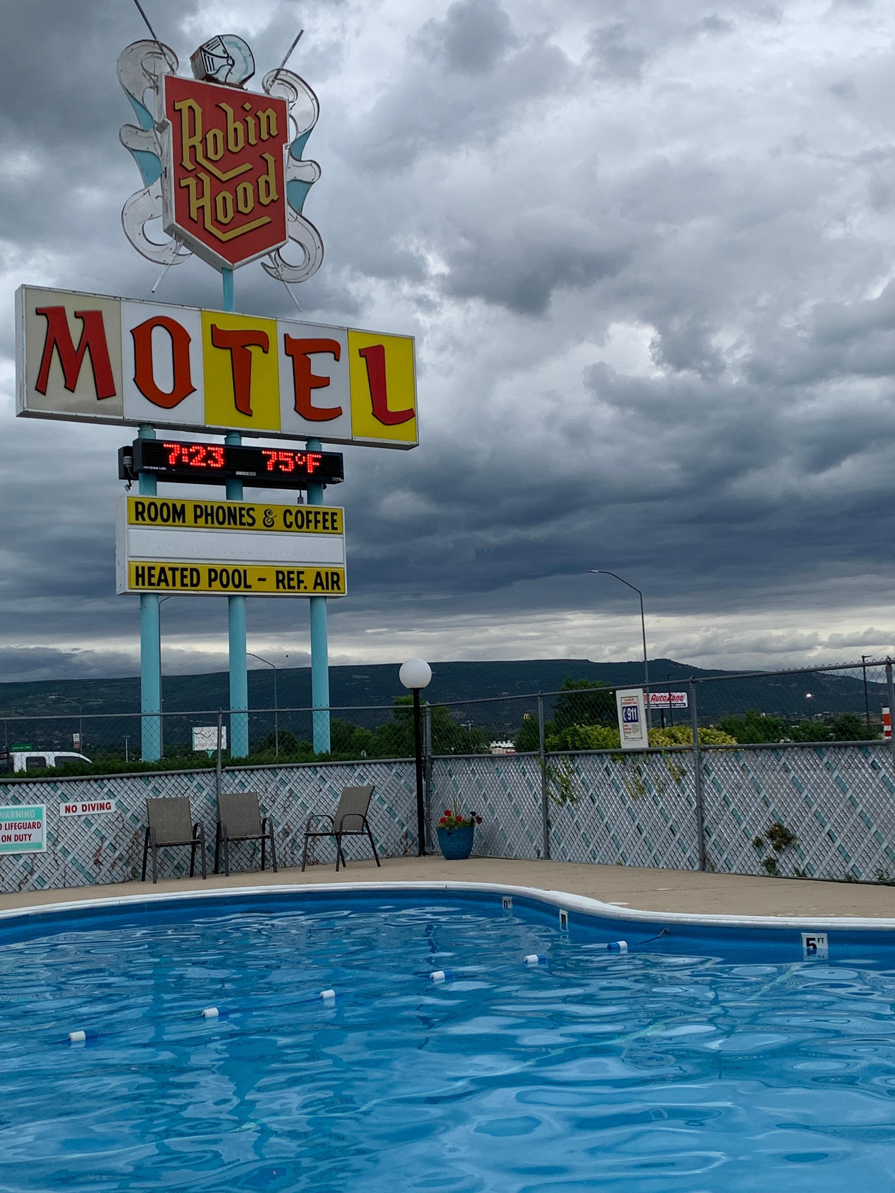The pool and vintage neon sign 