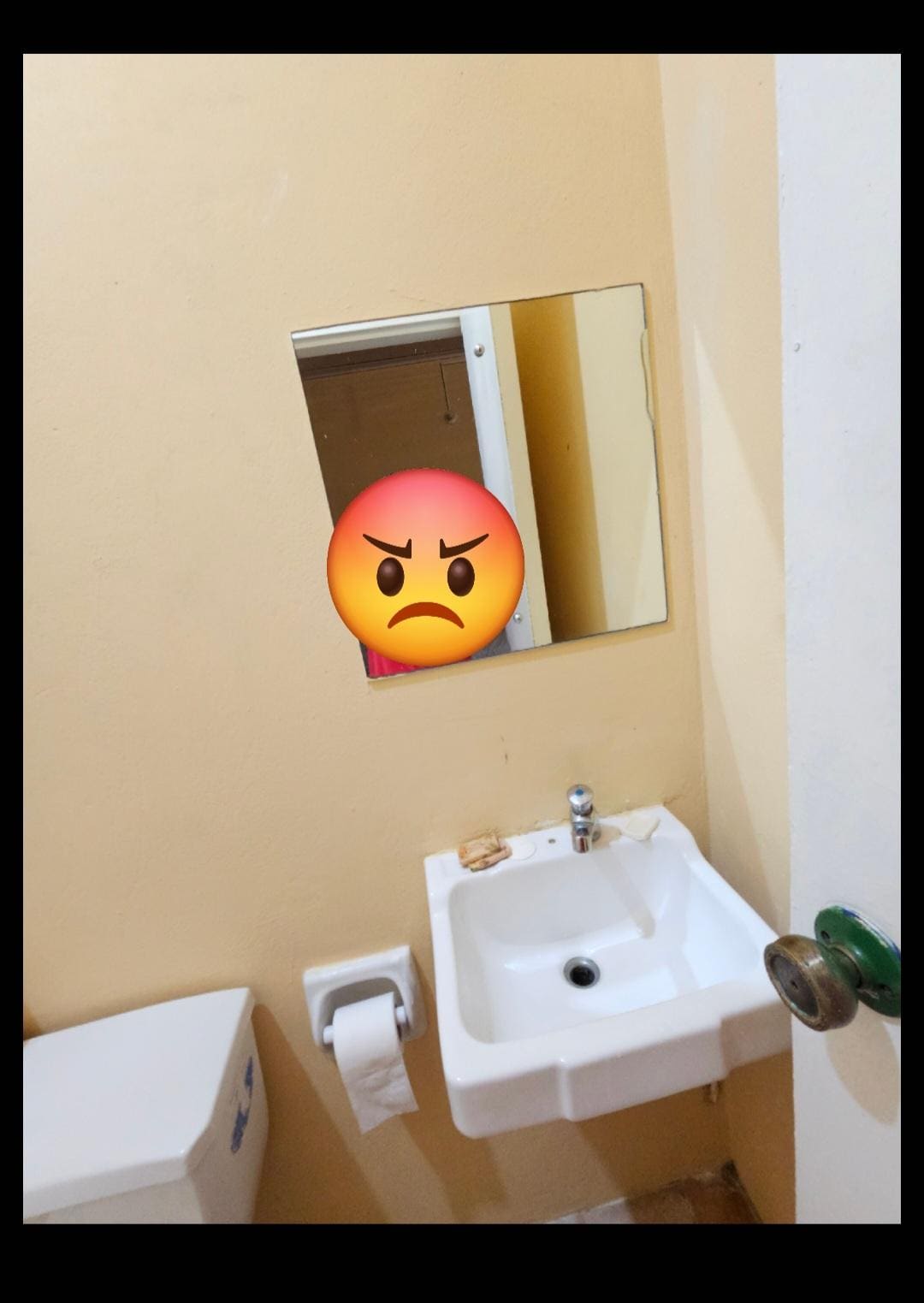 Cracked toilet cistern and weird sink 