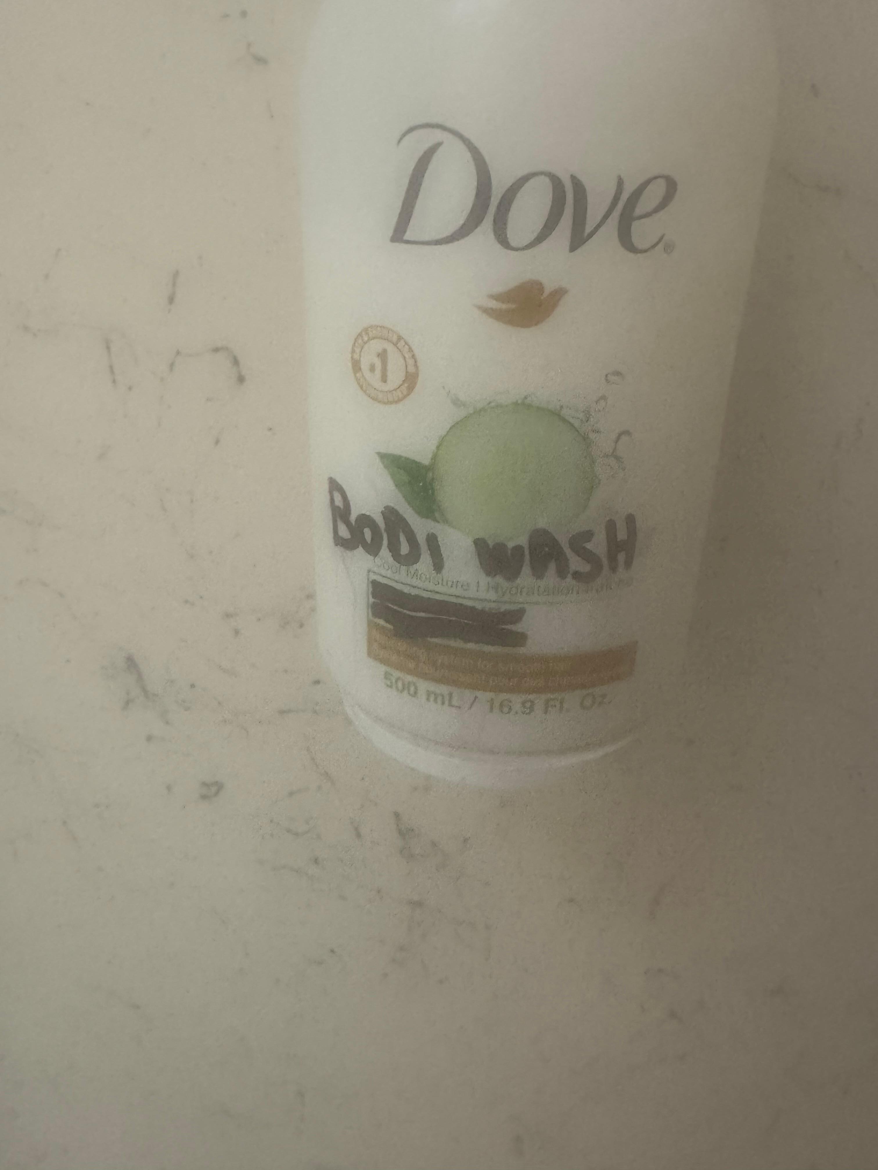 Shampoo scribbled out and marked “BODI WASH” I promise, it was literally the exact same as the shampoo next to it