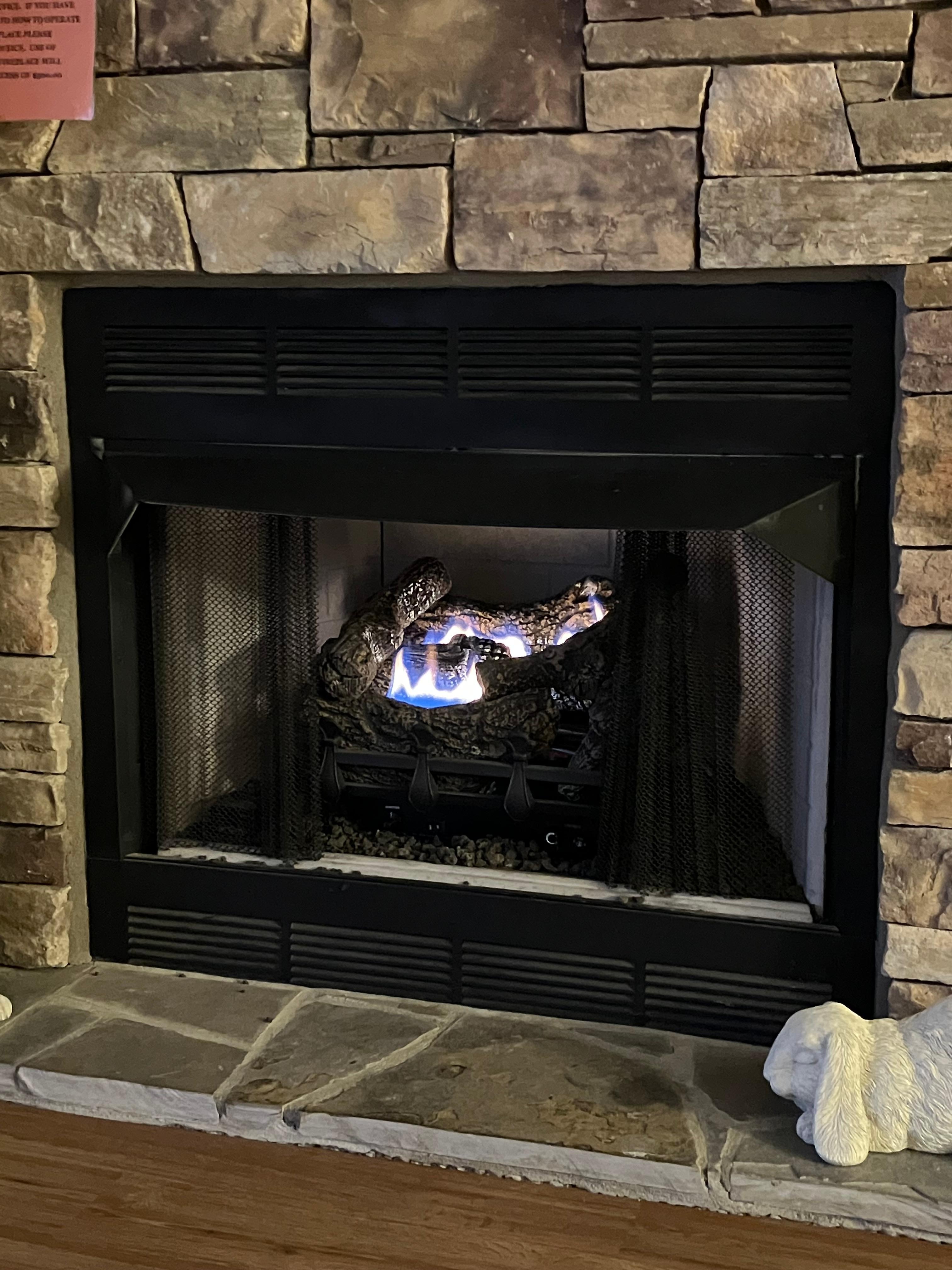 Nice gas logs! It was 10 degrees and gusting 40 outside and 75 inside!!