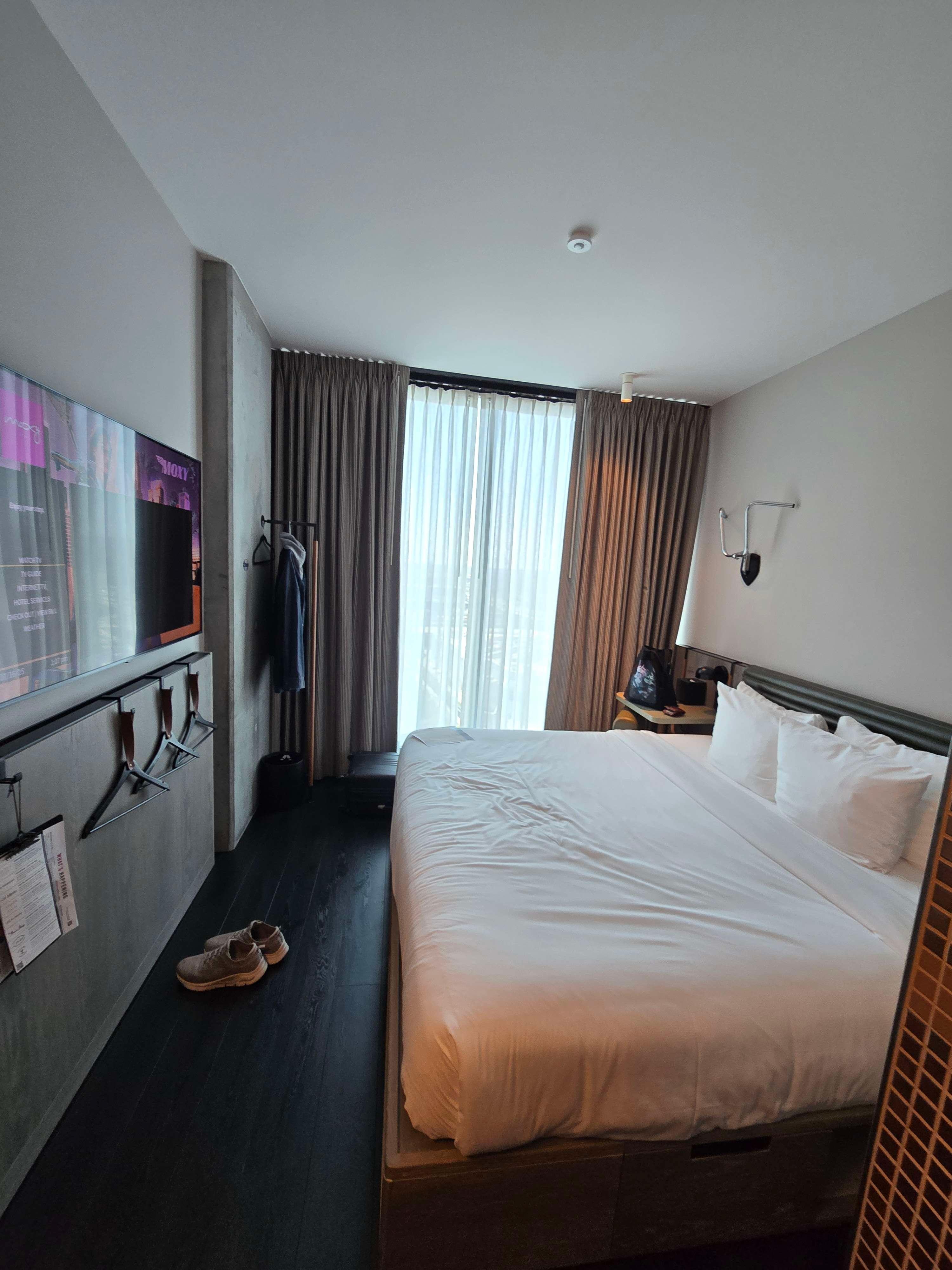 View of the hotel room from the door.