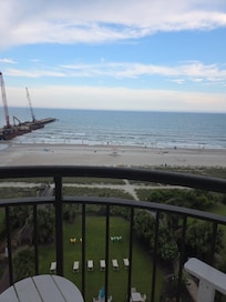 Balcony view, nice rocking chairs that are very comfortable