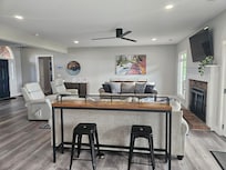 Living room area, view from the kitchen