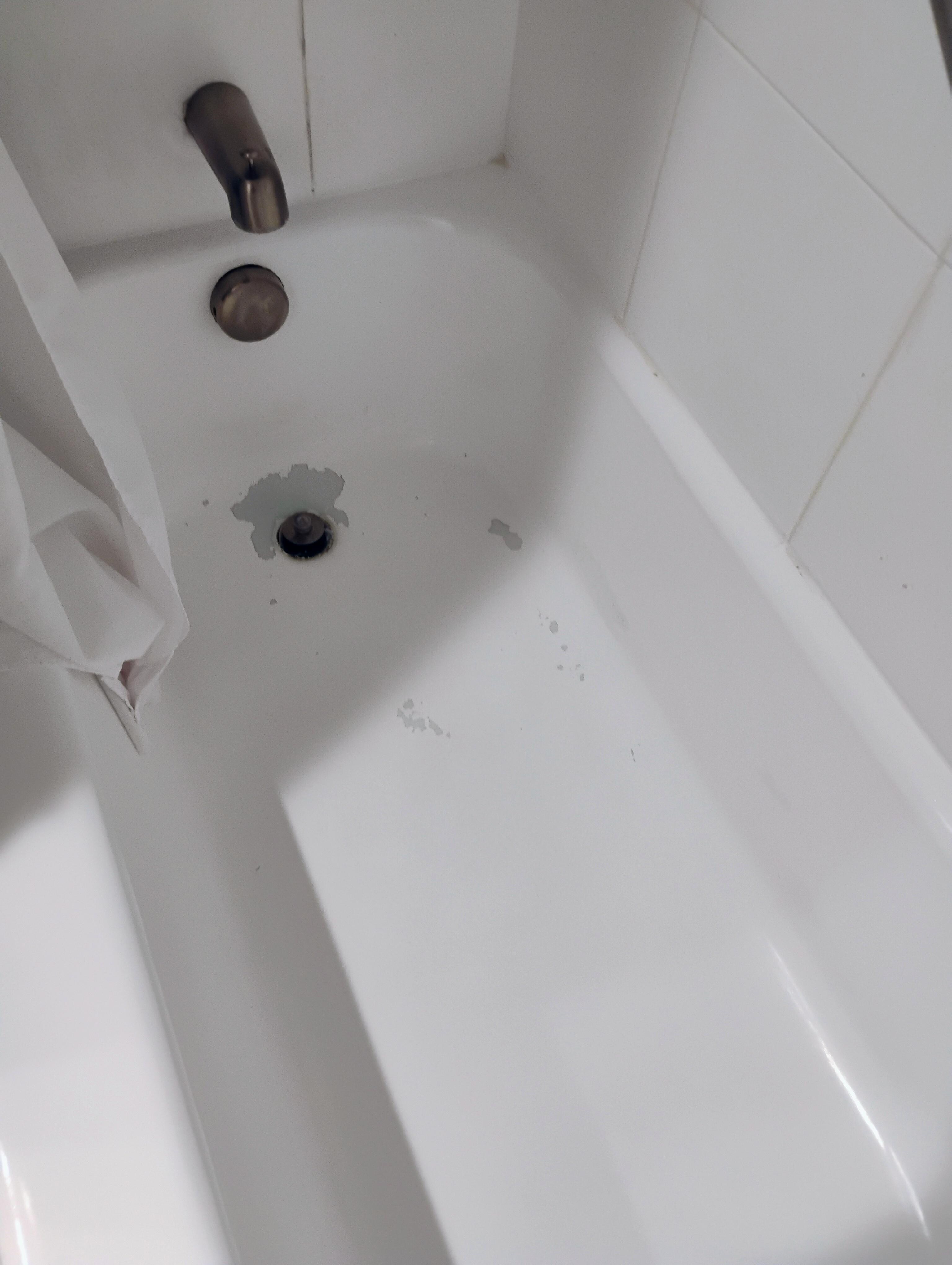 Peeling paint in bottom of tub. Handle for water inoperable.