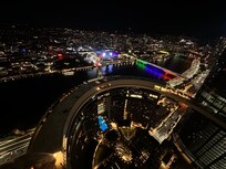 Night time balcony view