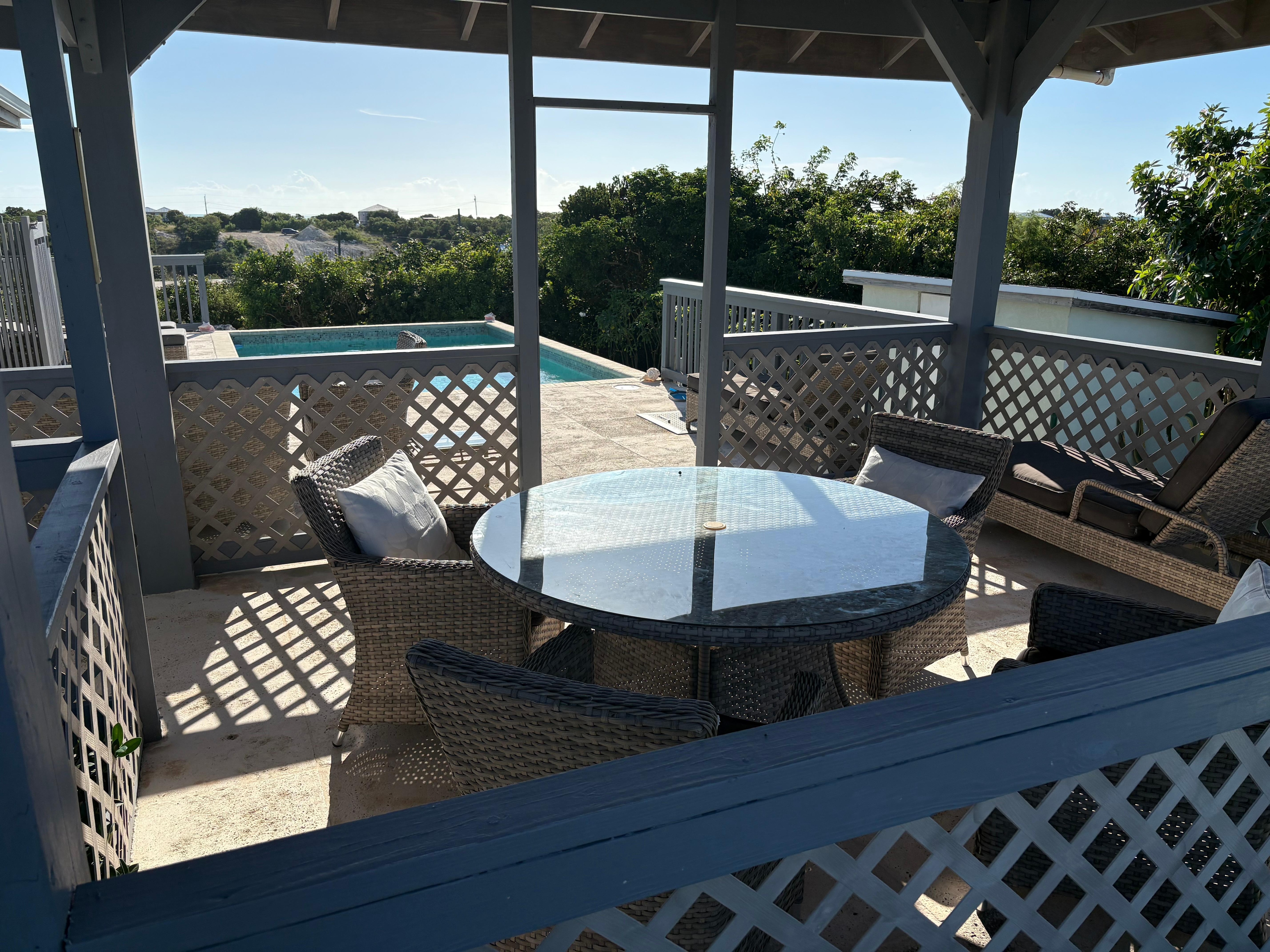 We had breakfast under the covered porch every morning!