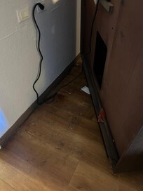 Behind the dresses roaches crawled up out of that area we cleaned it” your welcome”