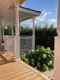 A lovely sitting area in the front from which to soak up the sun, views, ambiance and quiet.