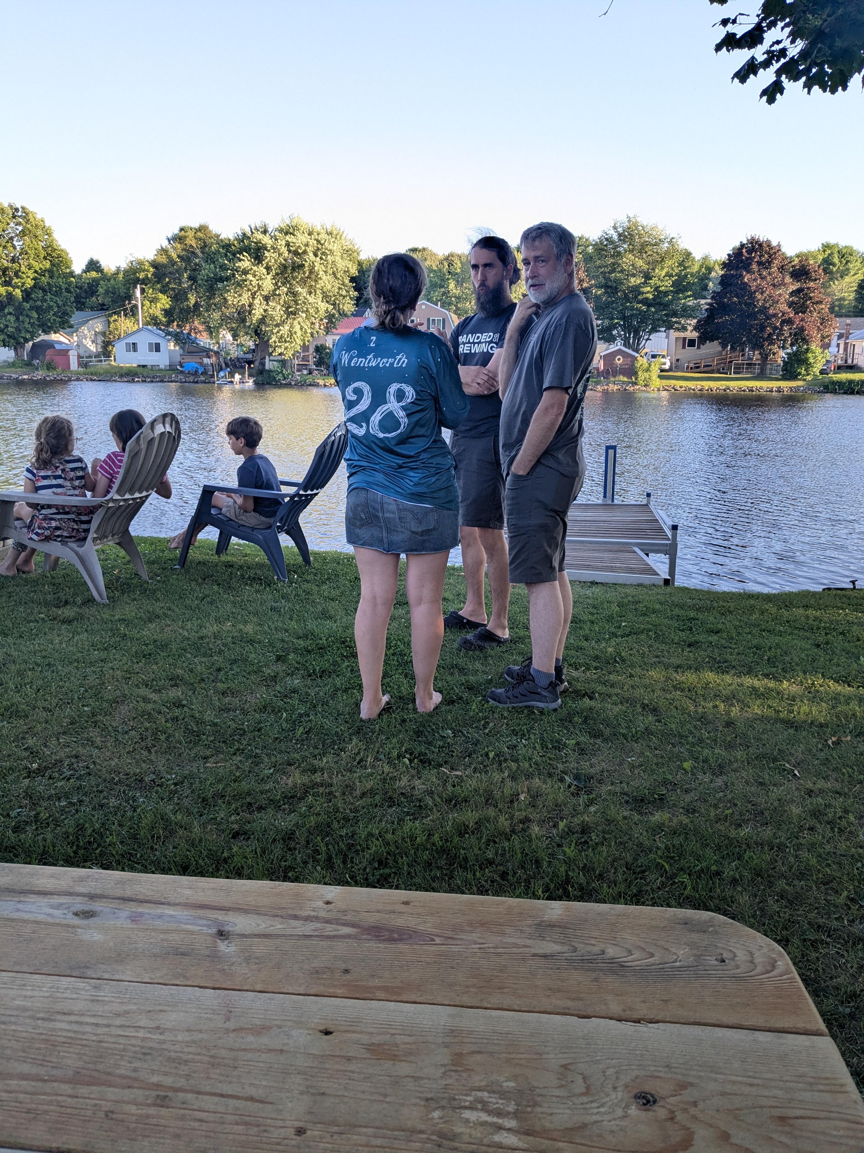 Some of the family on lake shore 