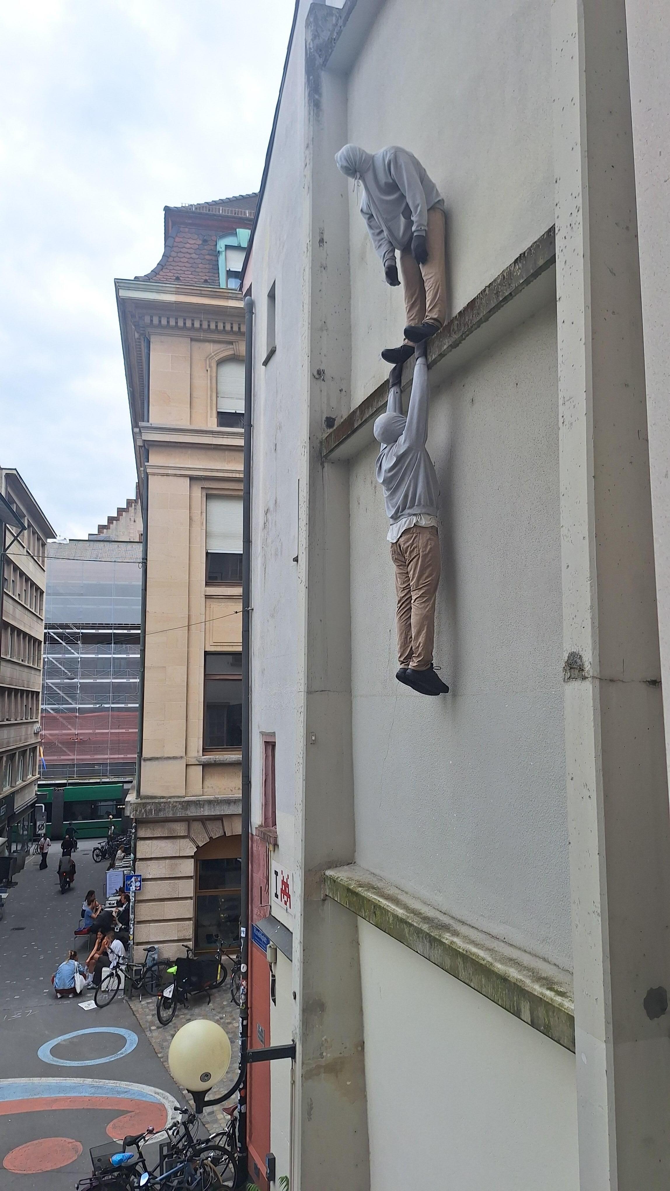 Art week in Basel. We had this cool exhibit hanging outside our window!