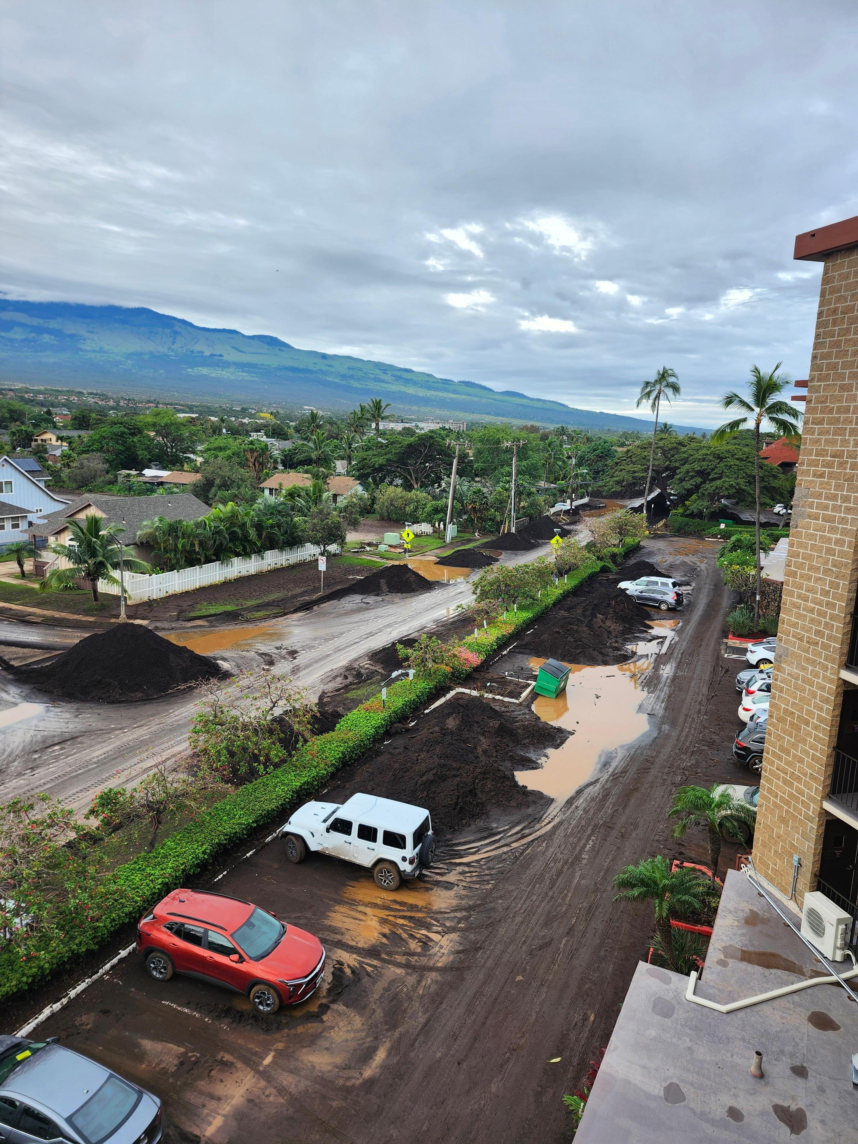 View from the front of the property of the aftermath of the flood.