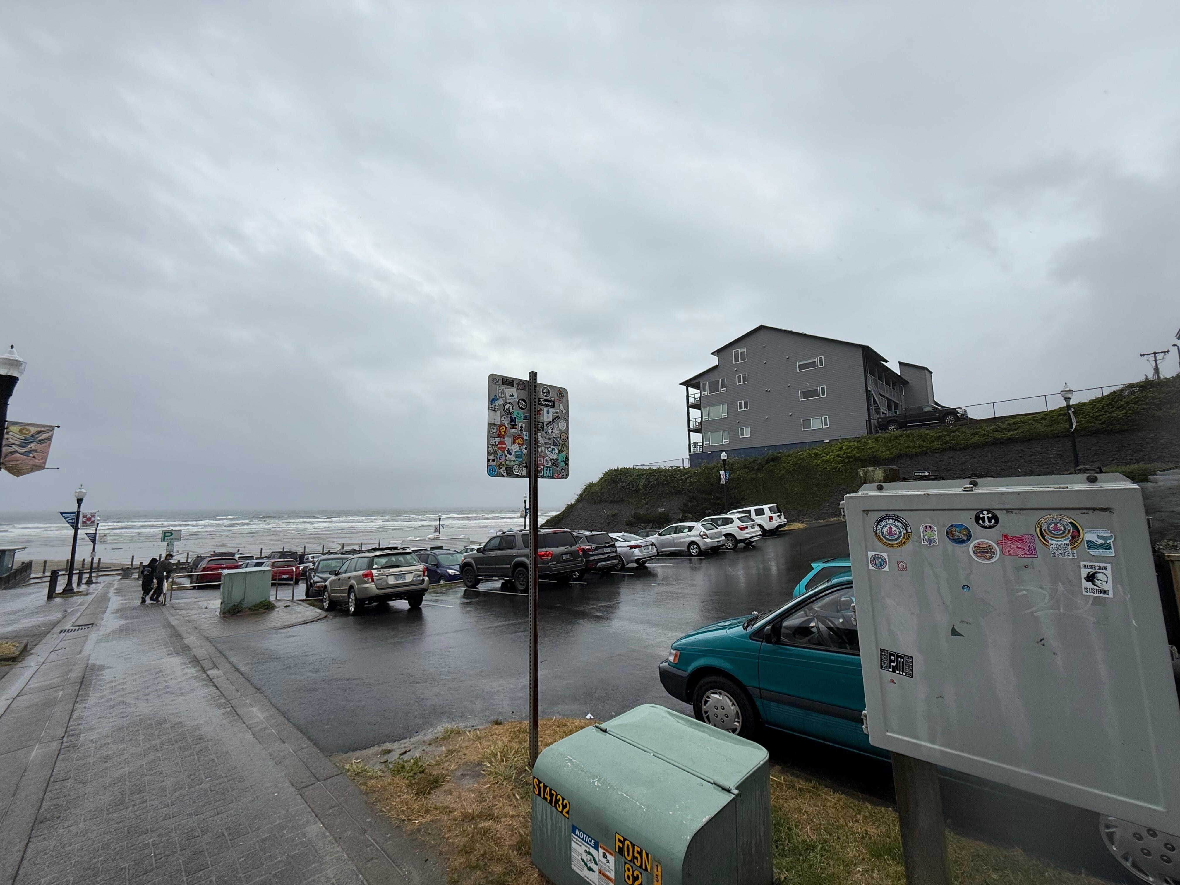 Walk back from coffee shop to beach. Condo is in the picture.