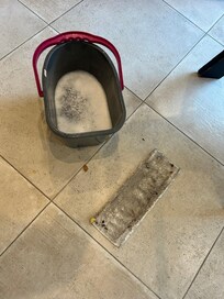 The mop looked like this when we washed the floors at arrival. Switched water 6 times